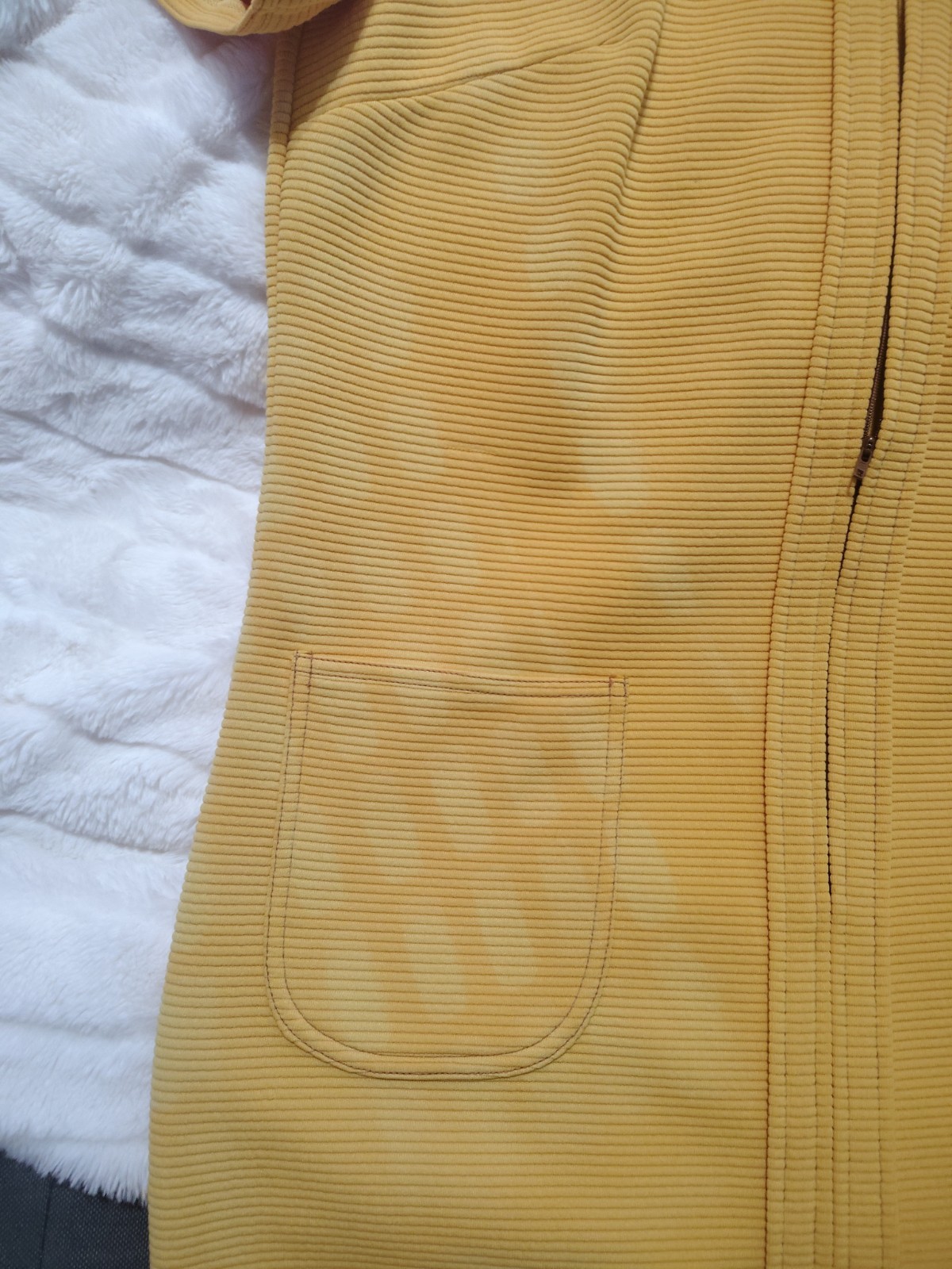 Vtg 60s 70s Route One Coast to Coast Yellow Ribbed Knit Zip Front Shift Dress