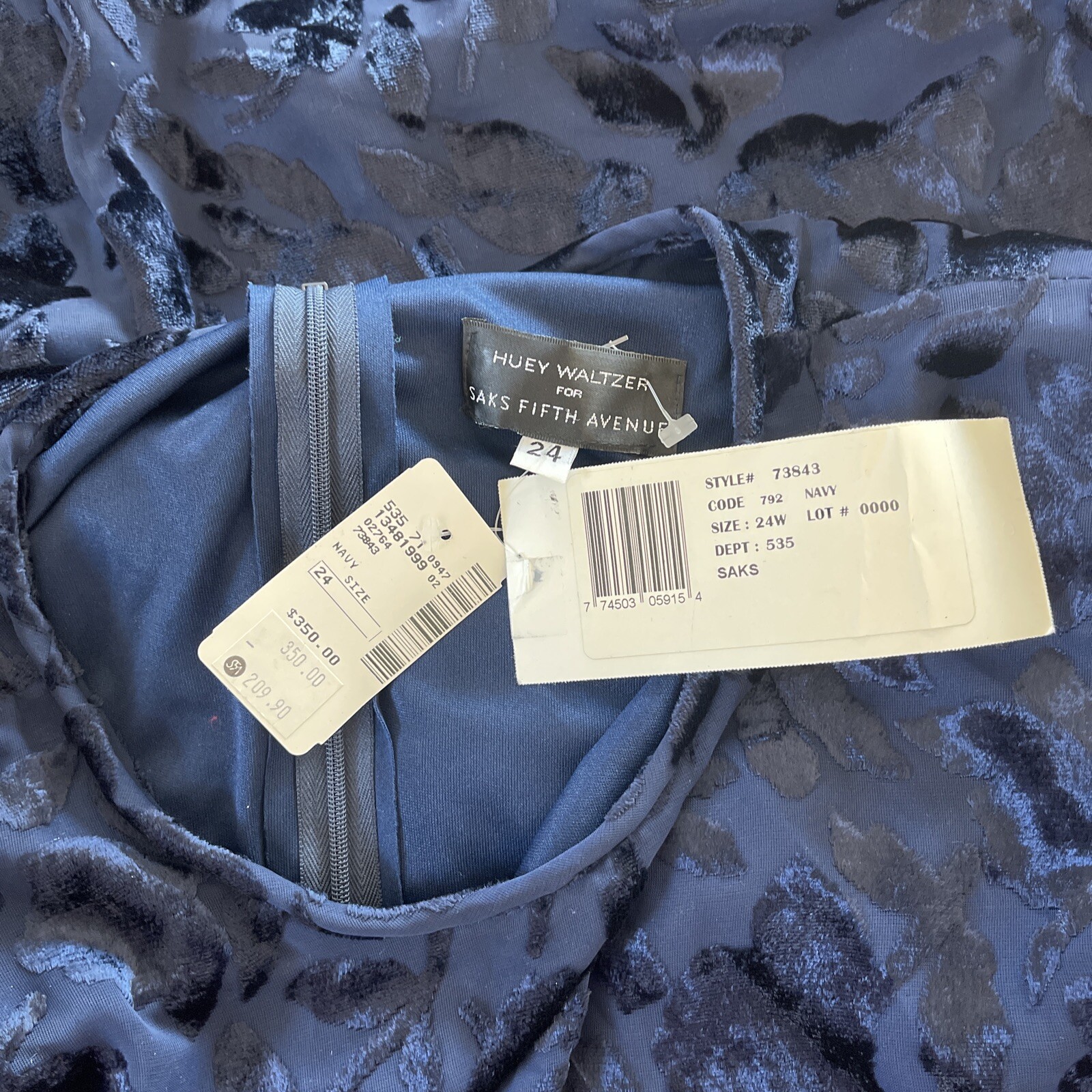 EN FRANCAIS By Huey Waltzer For Saks Fifth Avenue VTg 80’s Dress Blue Size 24