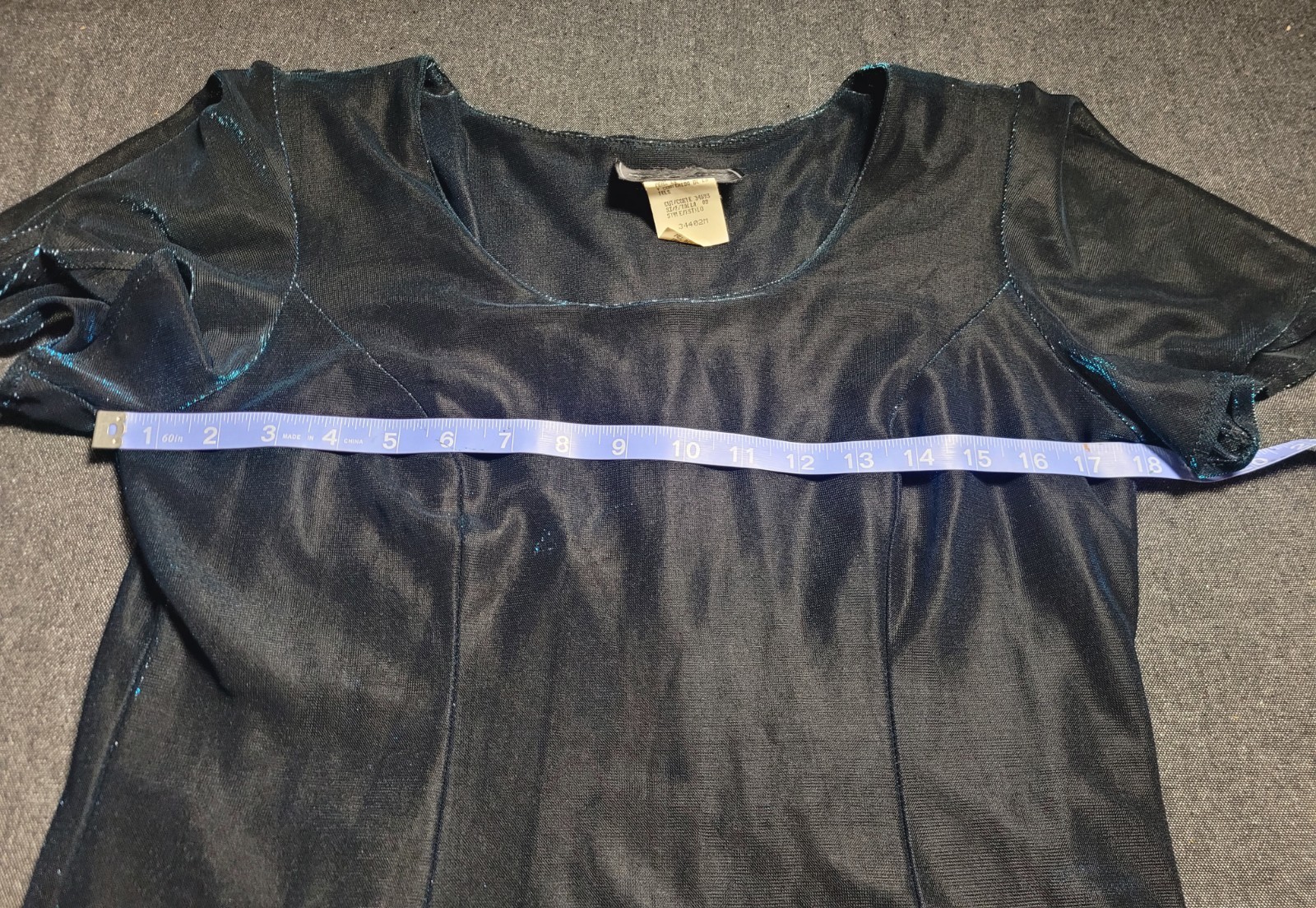 Vintage 70s 80s Blue Shiny Mini Dress Black Layered Party M/L Molly Malloy