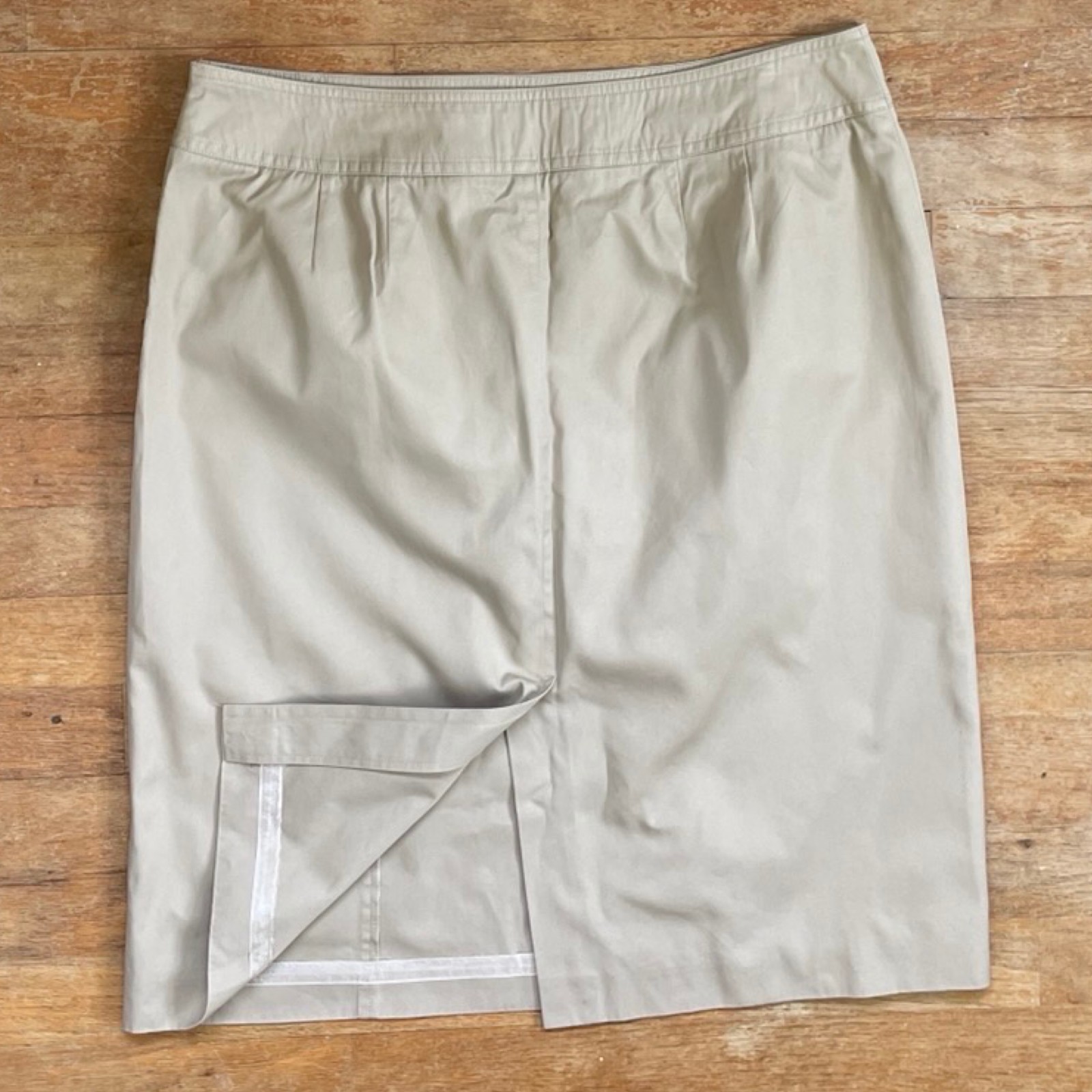 Vintage Khaki Skirt Size Large 33″ Waist 1990s Twill Cotton Straight Cut Twill