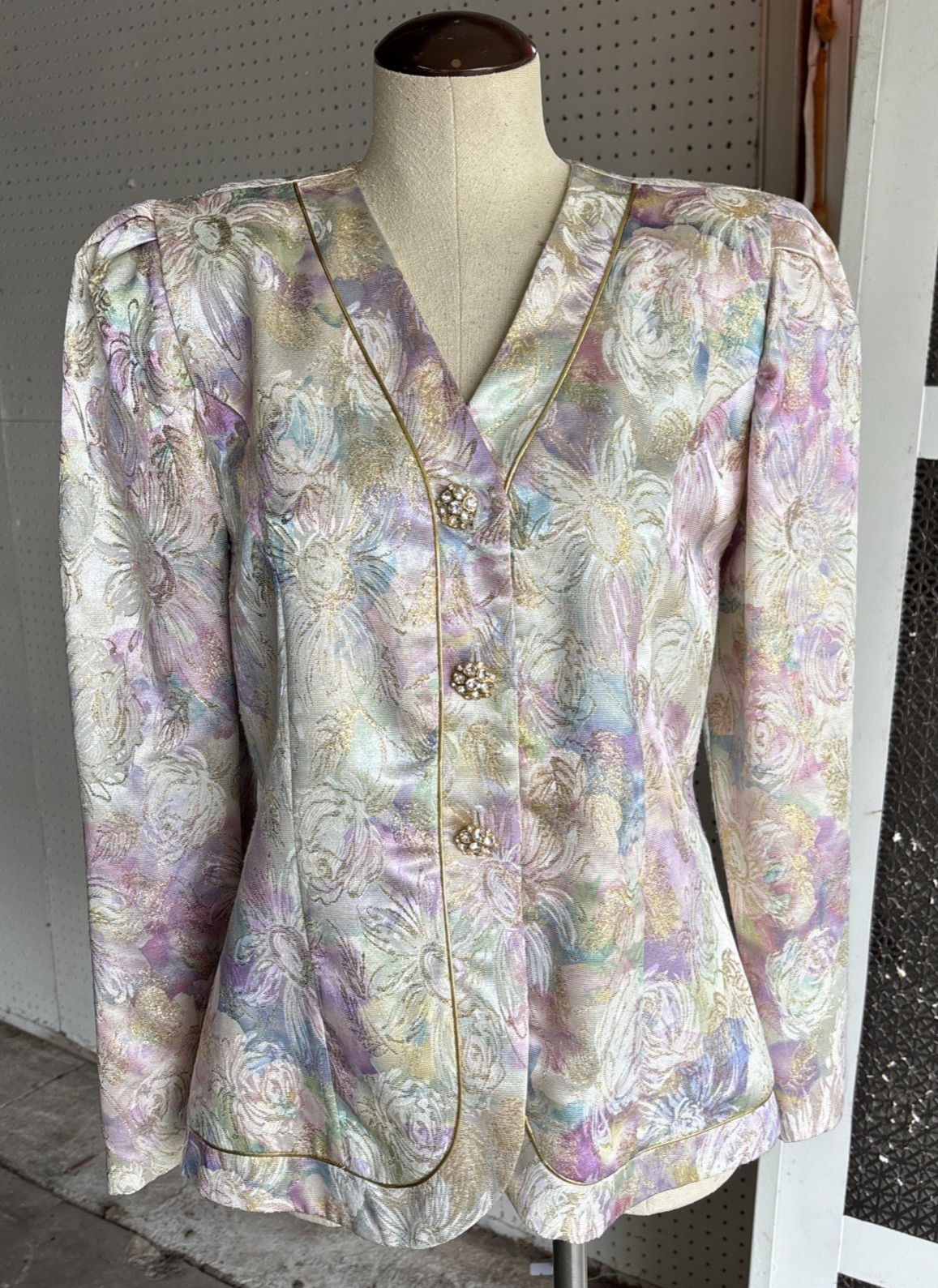 Vintage Golden Girls Brocade Jacket Women’s M Shoulder Pads. Made In USA