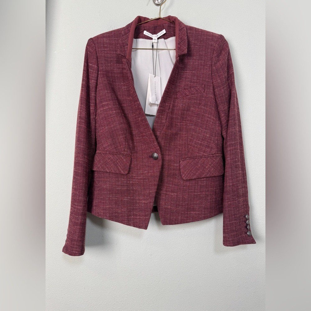 NWT Veronica Beard Wool Blend Farley Dickey Jacket Currant Burgundy Size 2