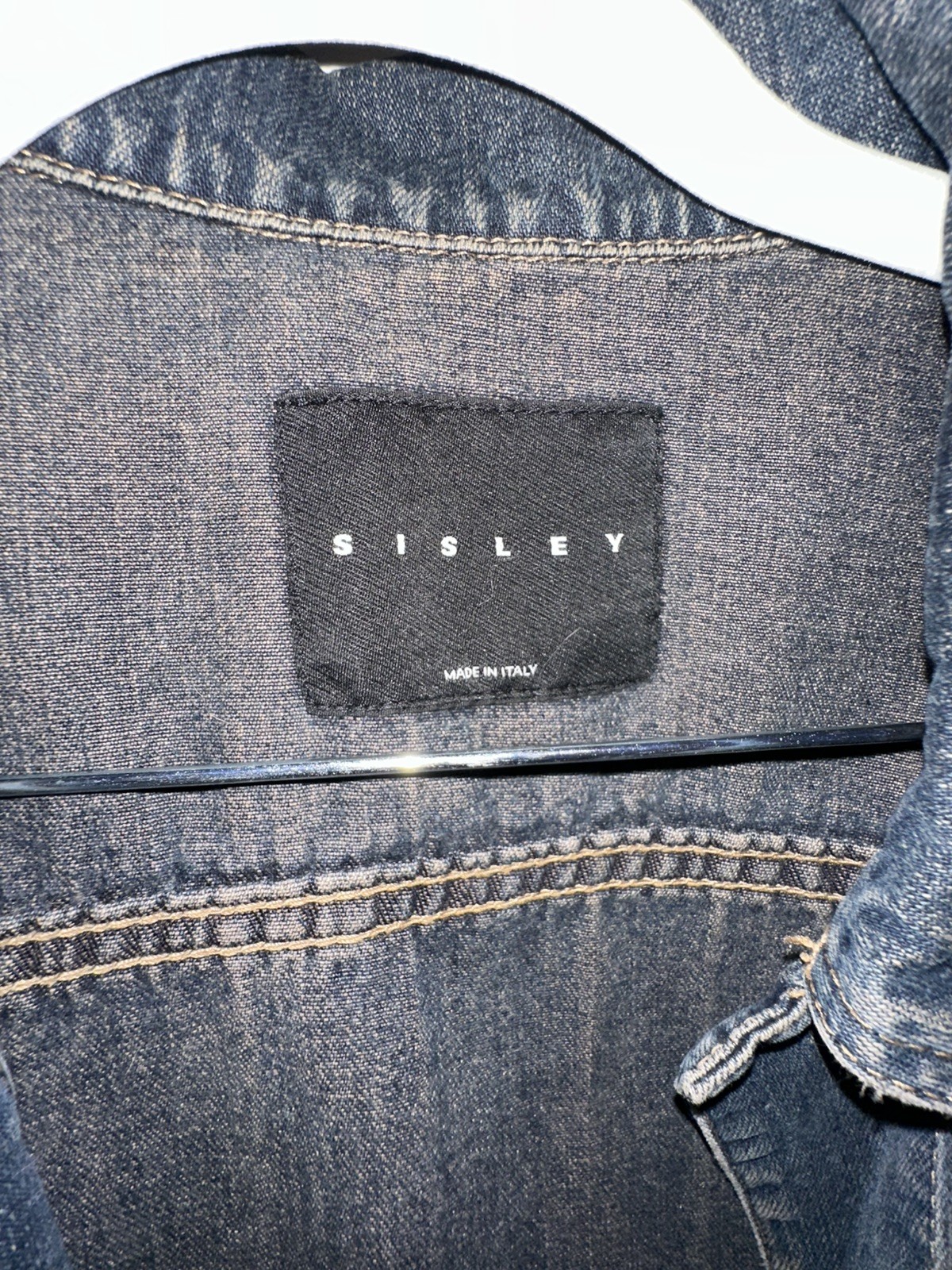 Vintage Sisley Denim Jacket Made in Italy Blue Jean Trucker Jacket Italian Sz S