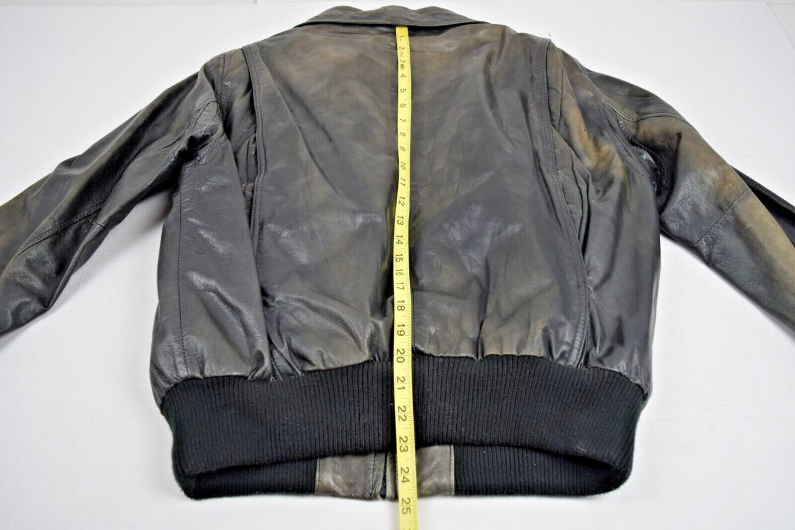 Vintage Leather Jacket Deerskin Trading Post Size 42 Brown Ombre Grunge Fade