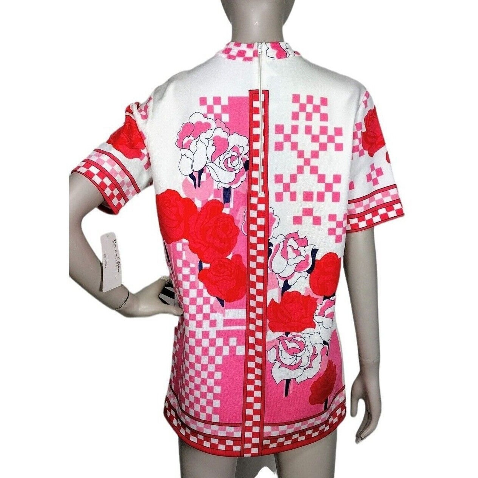 Vintage 60s 70s Donovan Galvani Floral Checks MOD Top Dress Deadstock NOS