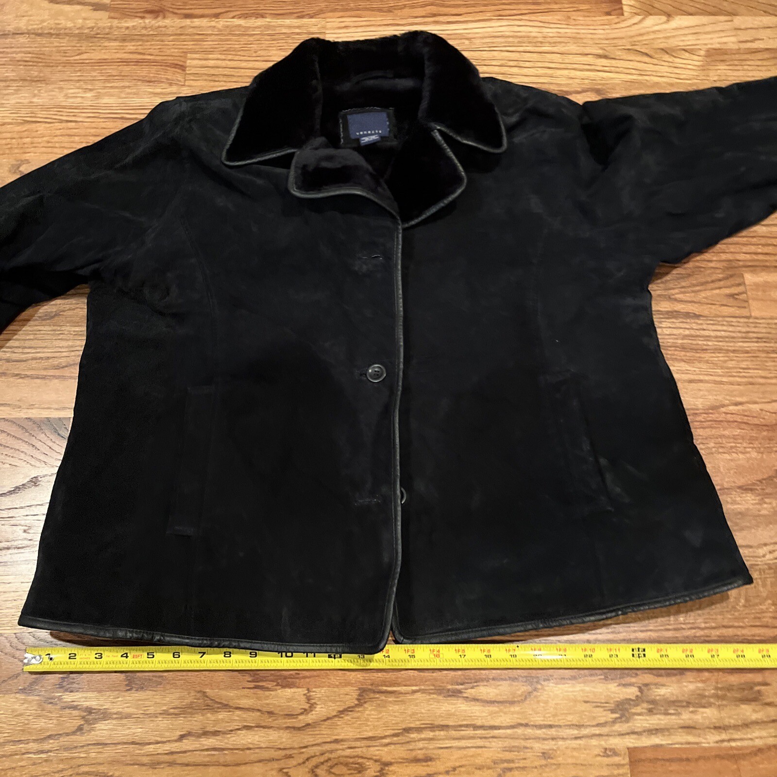 VINTAGE RARE VENEZIA SUEDE FAUX FUR LINED JACKET Y2K 90’s GRUNGE SIZE 18 / 20 2X