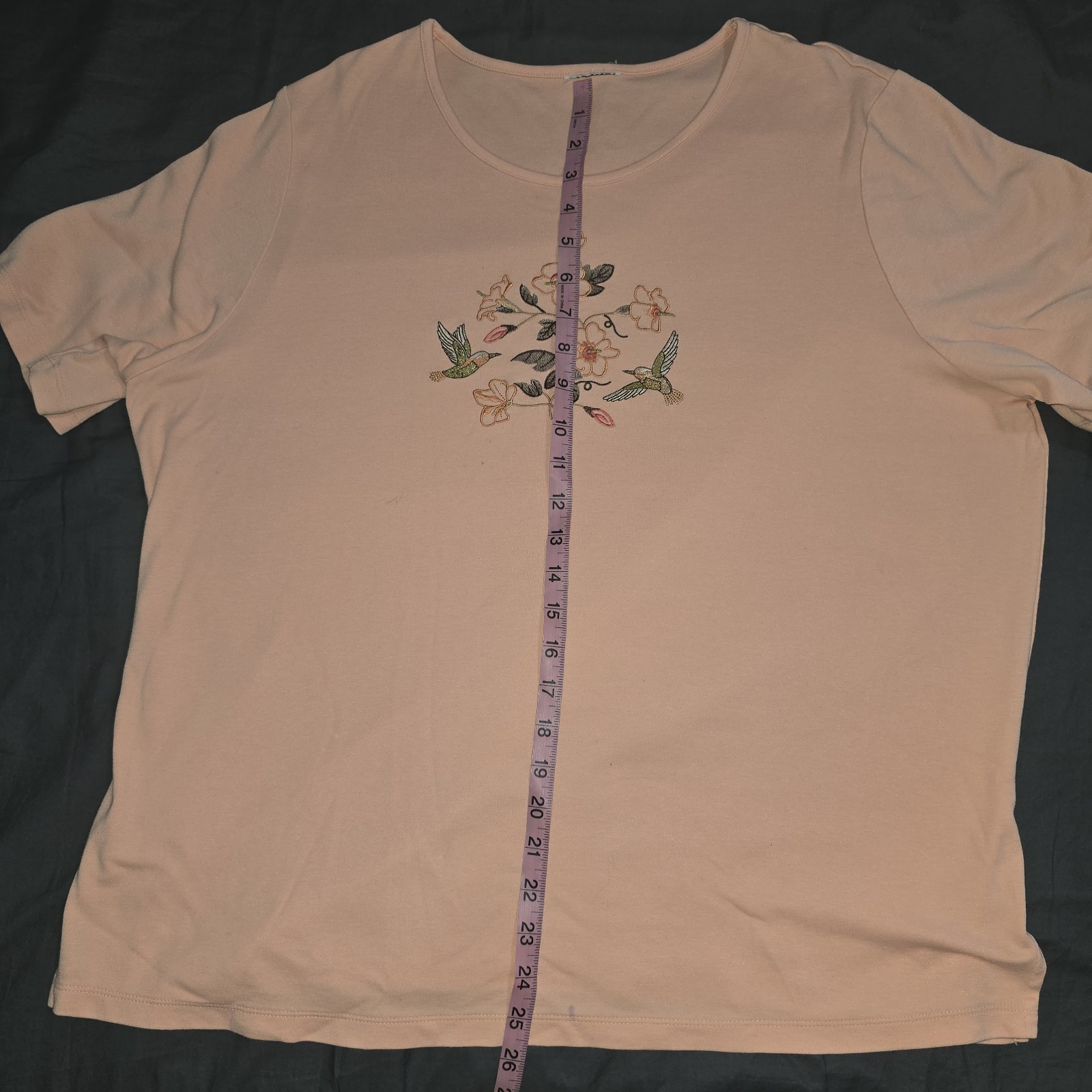 VTG Bon Worth Hummingbird Floral Embroidered Granny Shirt Retro Casual Relaxed