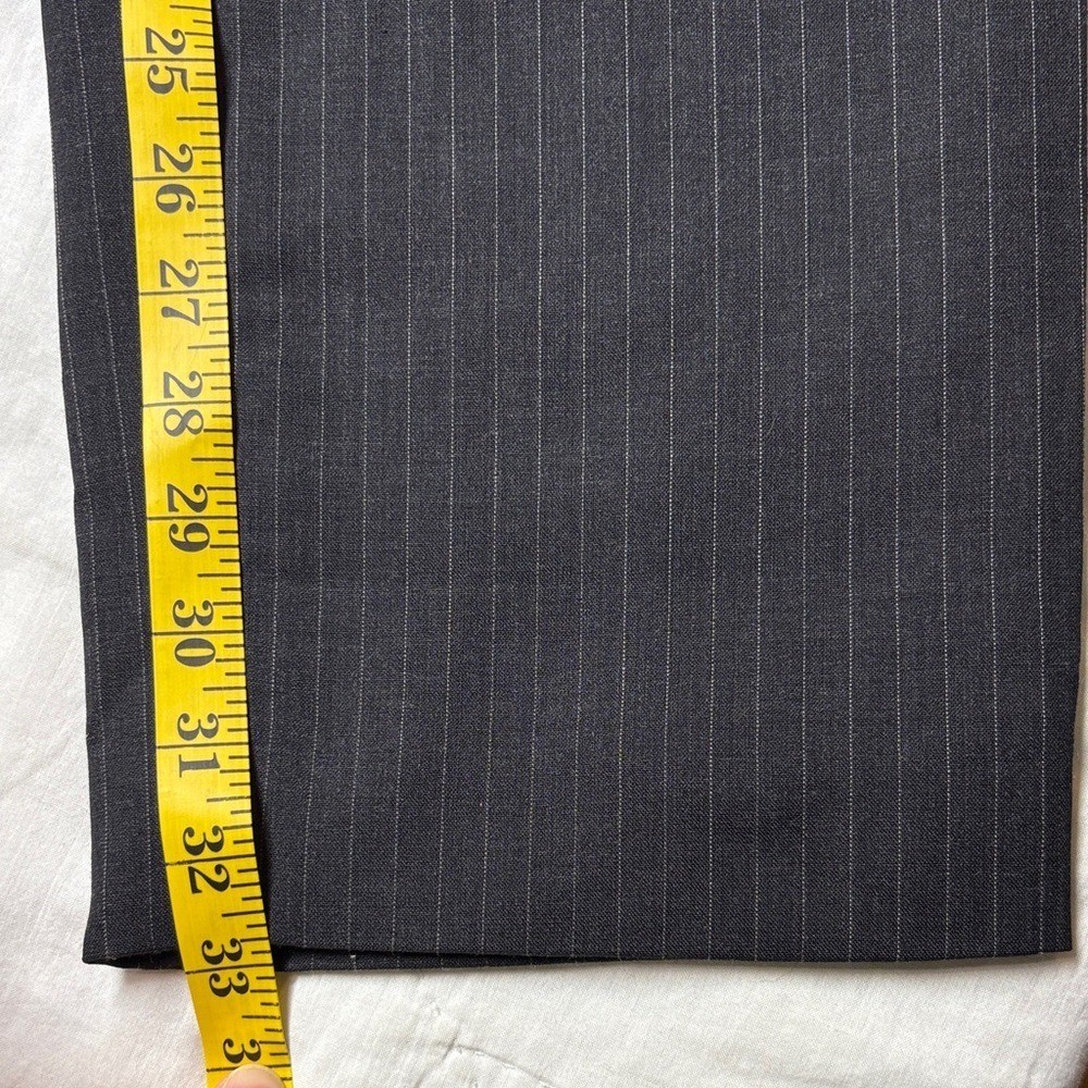 Vintage Donna Karan Trousers 12 Charcoal Grey Pinstripe Pants UNITE USA $695 NWT