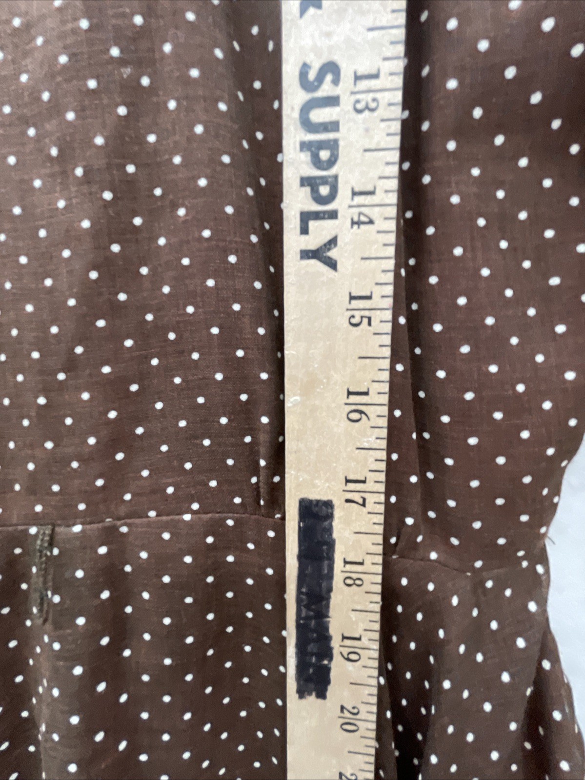 Vtg Brown White Swiss Dot Sz 12 Fit/Flair Long Sleeve Sheer Lined Twirl Retro