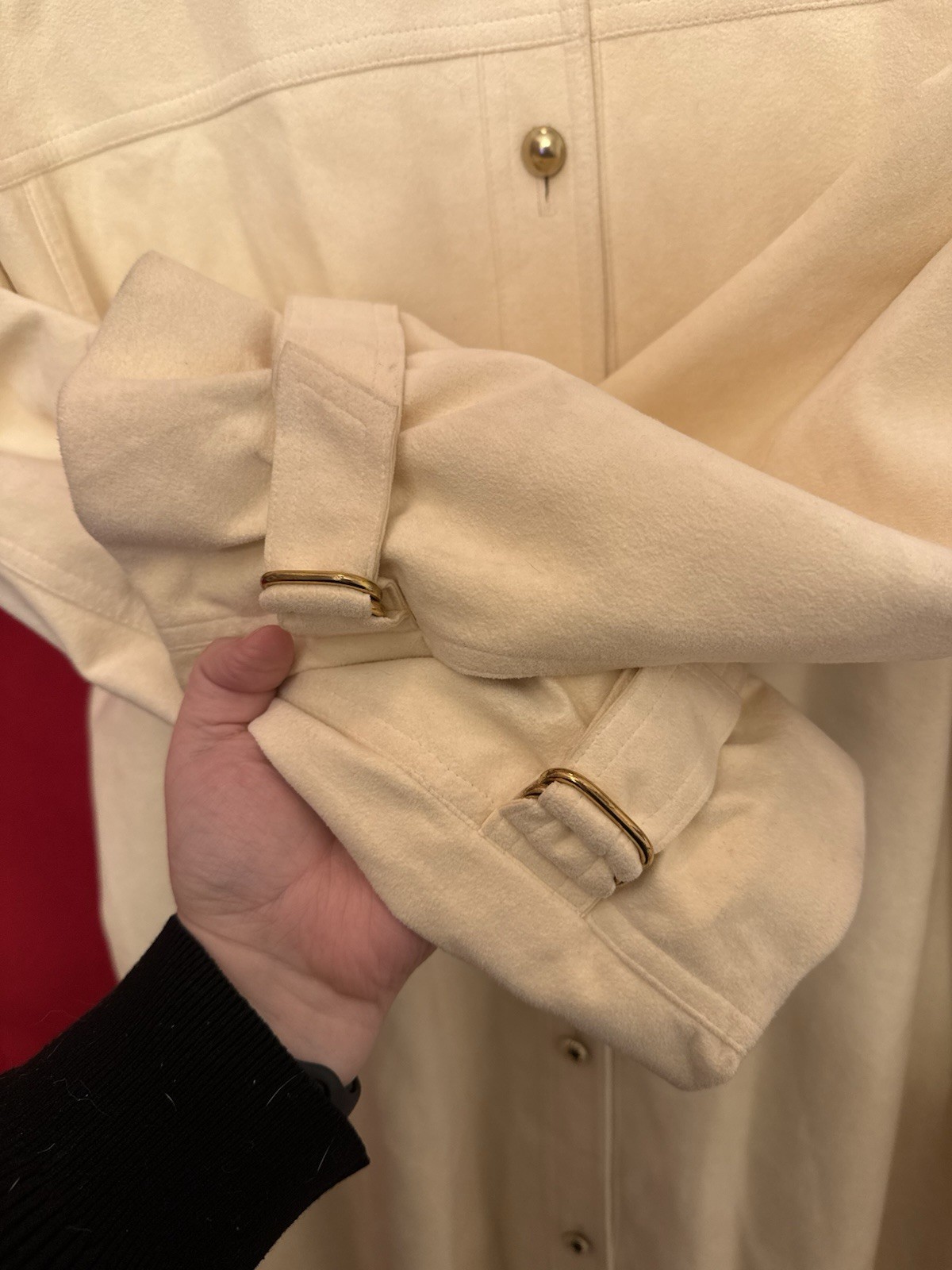 Vintage 1970s Count Romi Size 16 Cream Button Long Duster Coat Union Made in USA