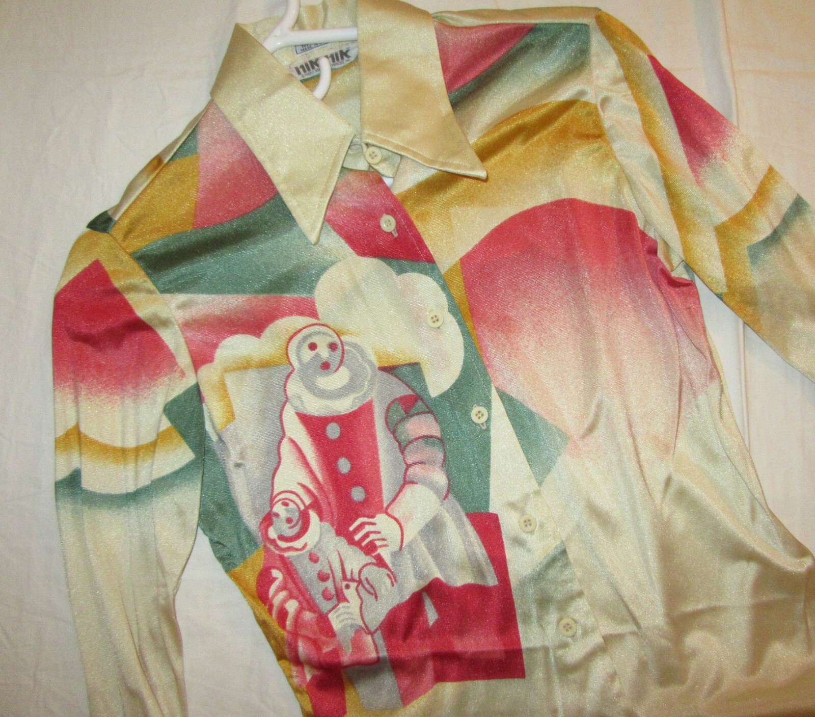 1970S VINTAGE SHIRT WOMENS NIK NIK 7/8 NYLON PIERROT SCHLEMMER BAUHAUS DC021