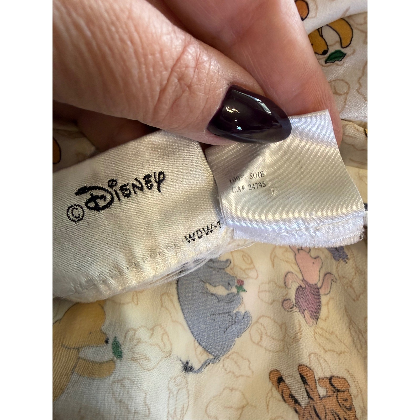 Vintage Walt Disney World Silk Winnie the Pooh Nightgown Chemise Cream Medium