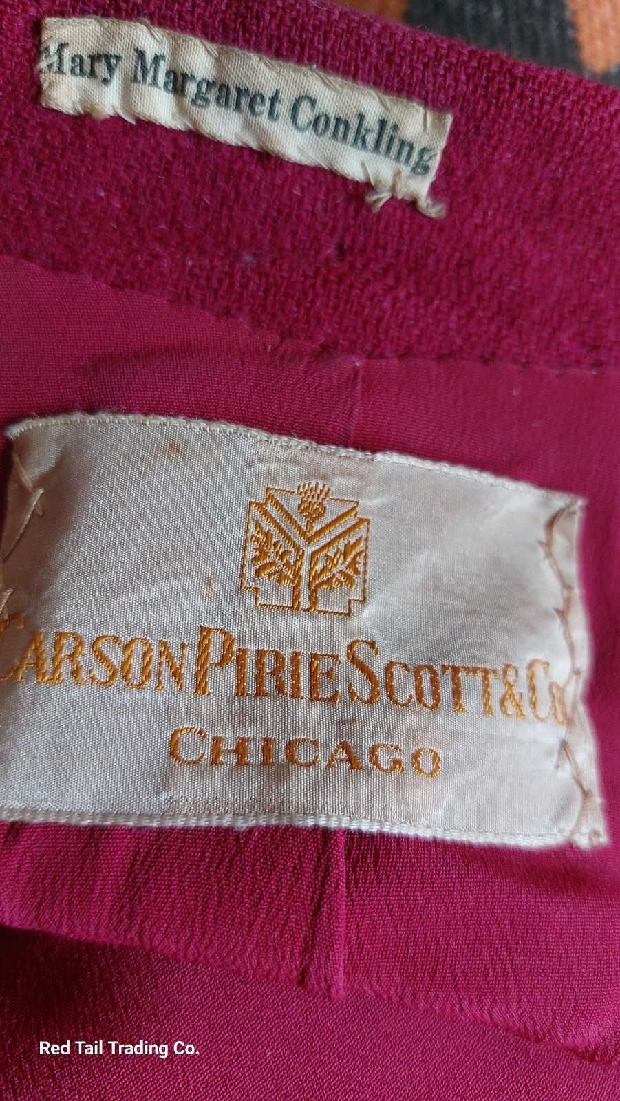 1940s Raspberry Carson Pirie Scott & Co. Jacket Blazer, New Look. SM As Is