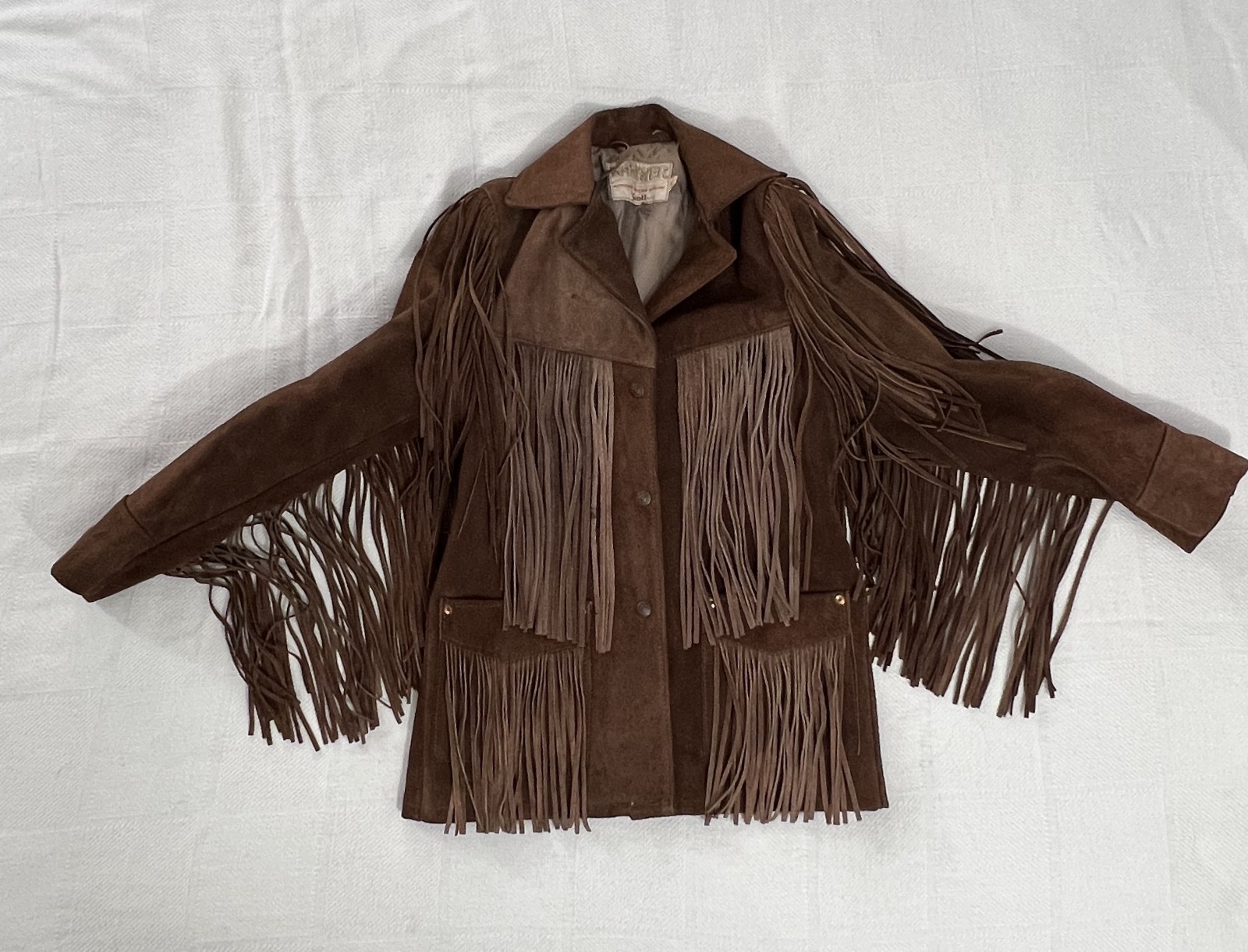 Schott Rancher Vintage Western Fringe Leather Suede Jacket Coat Women’s 10