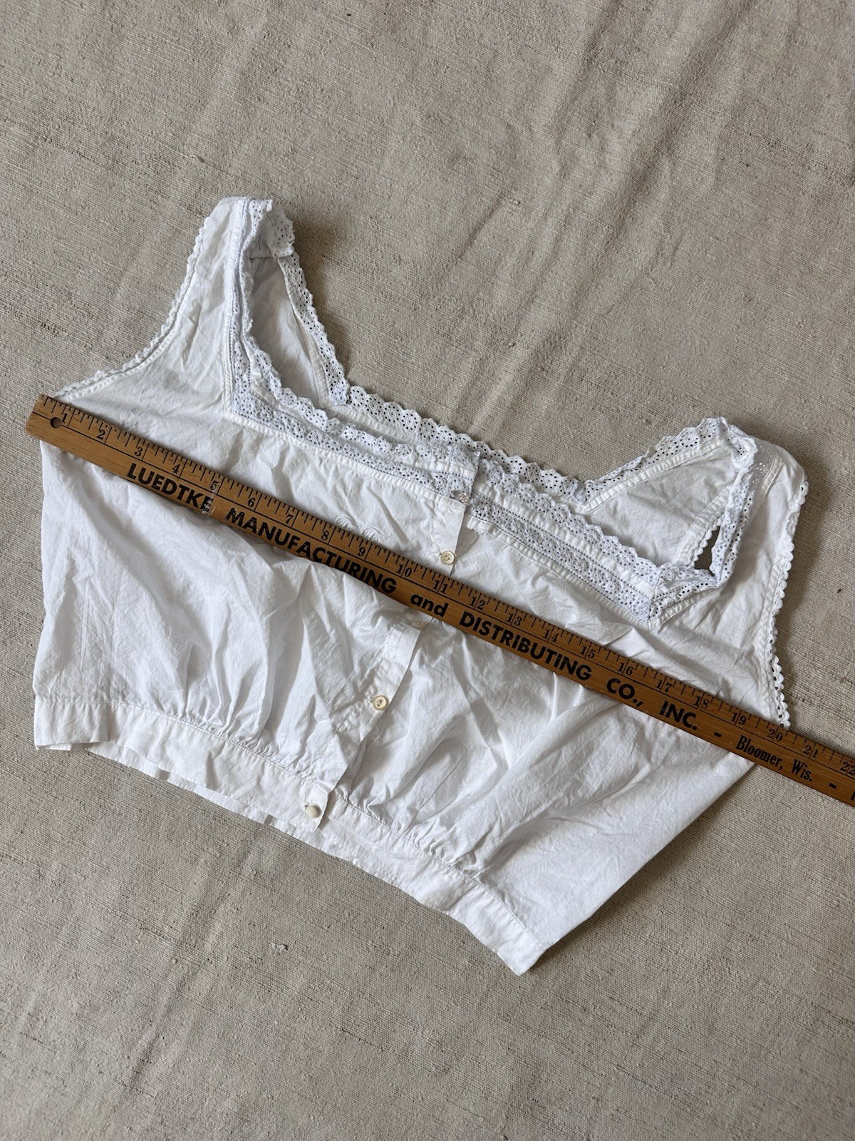 Antique Early 1900s French Corset Cover Summer Cotton Tank Top Handmade Small