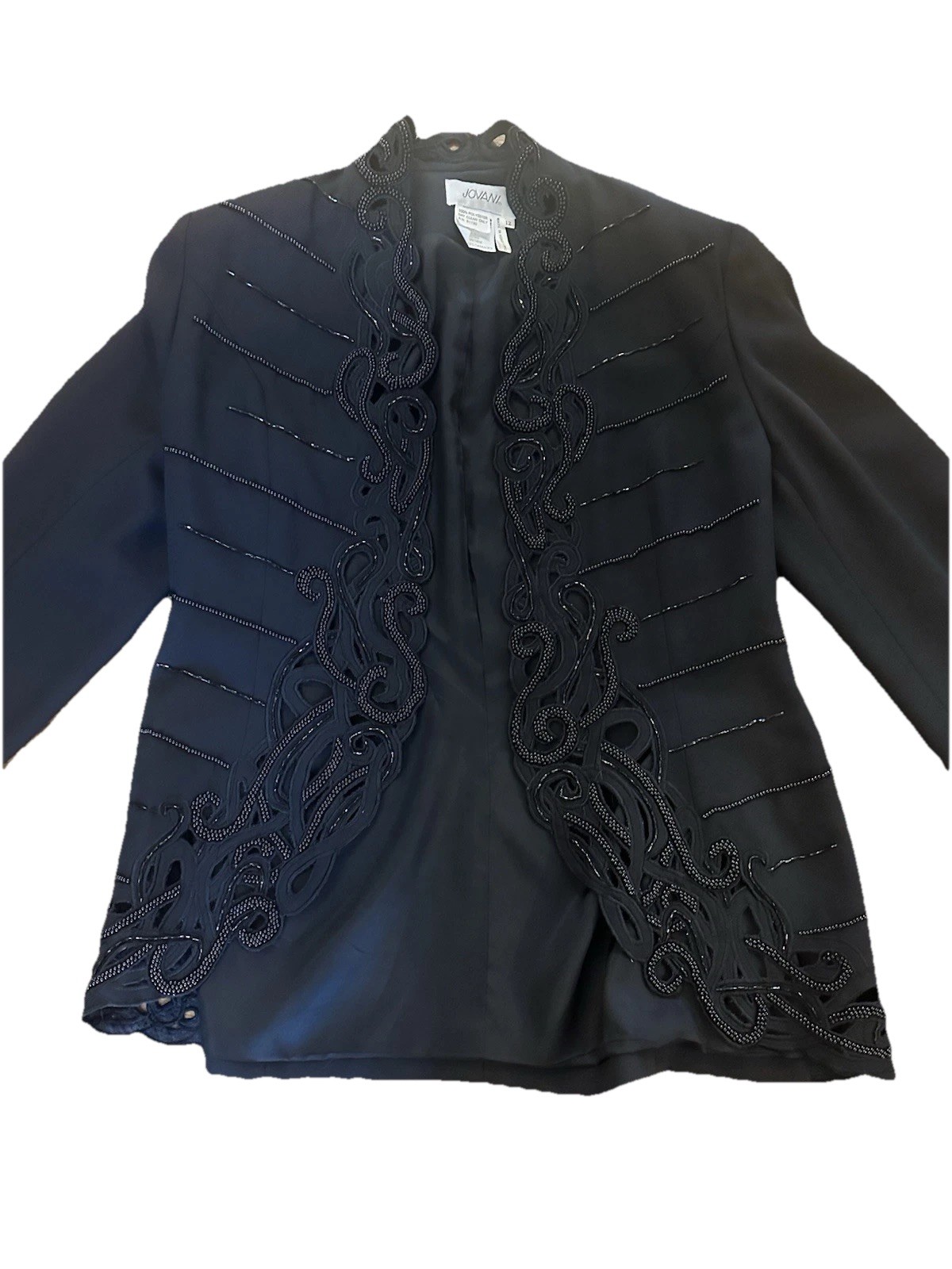 Vintage Jovani Dress Suit Size 12 Beaded Black Jacket / Skirt Evening Set Rare