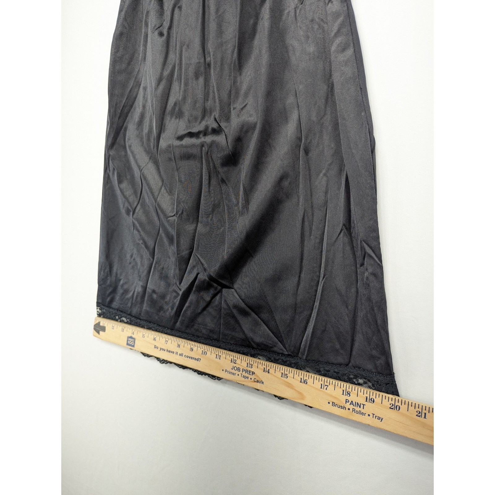 Vintage Black Nylon Tricot Half Slip Lace Trim Non-Cling Made in USA Medium