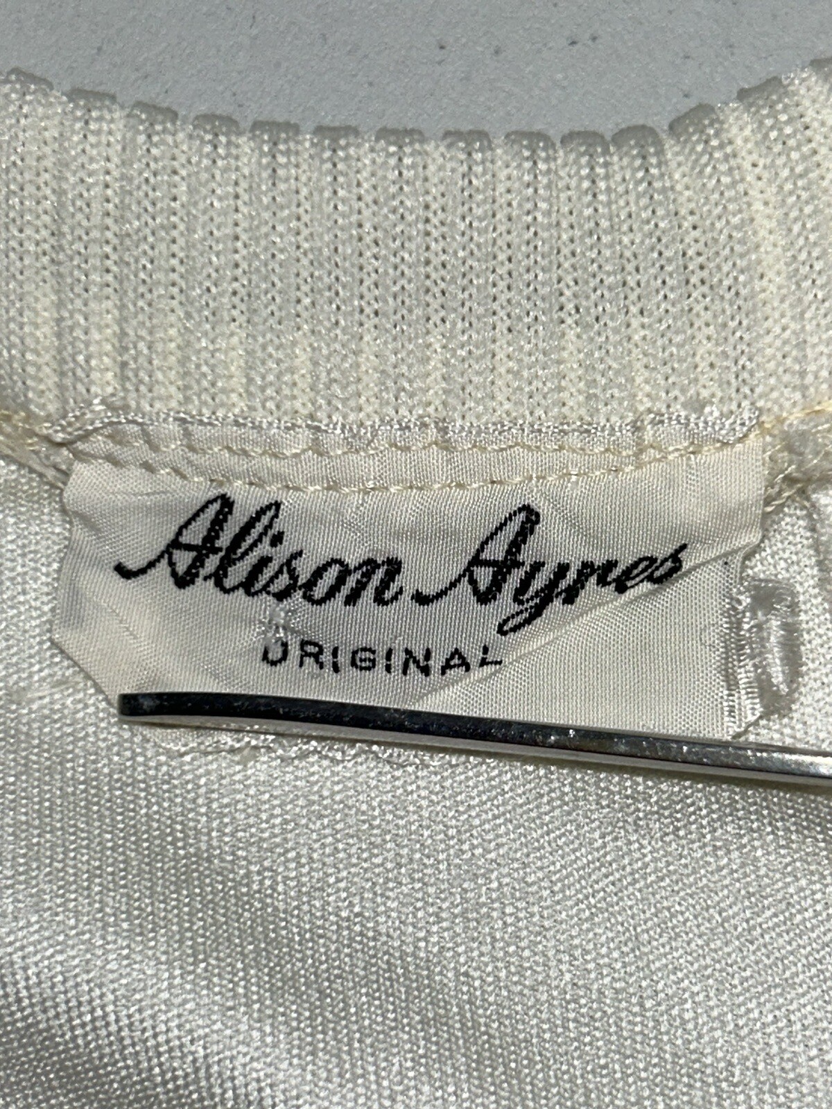Vtg Alison Ayres Monroe White Dress Stepford Wife Long Sleeved Small 60s A3