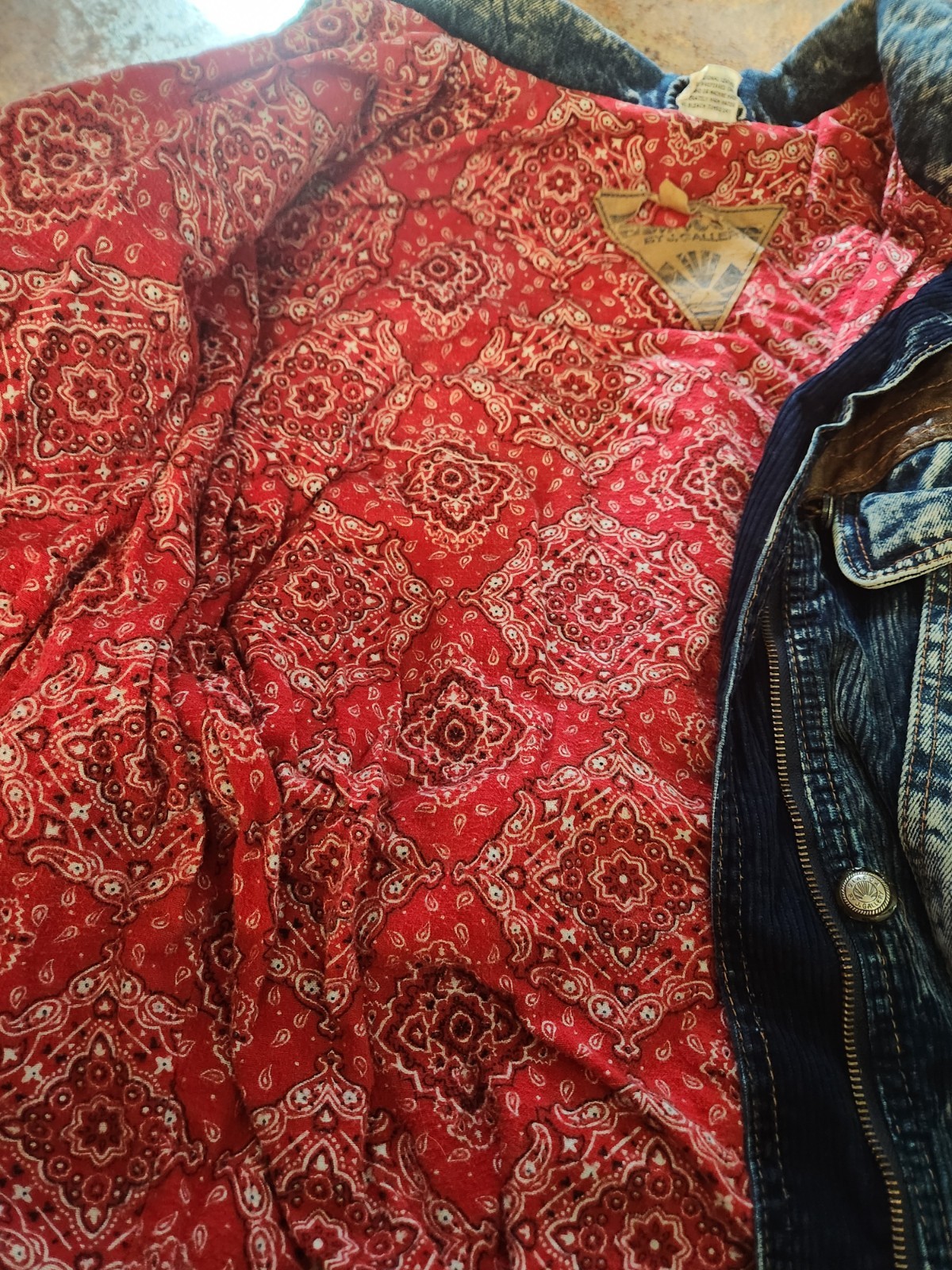 Vintage 80’s Giacca by J. Gallery Acid Wash Jean Jacket w/Leather/Corduroy Sz L