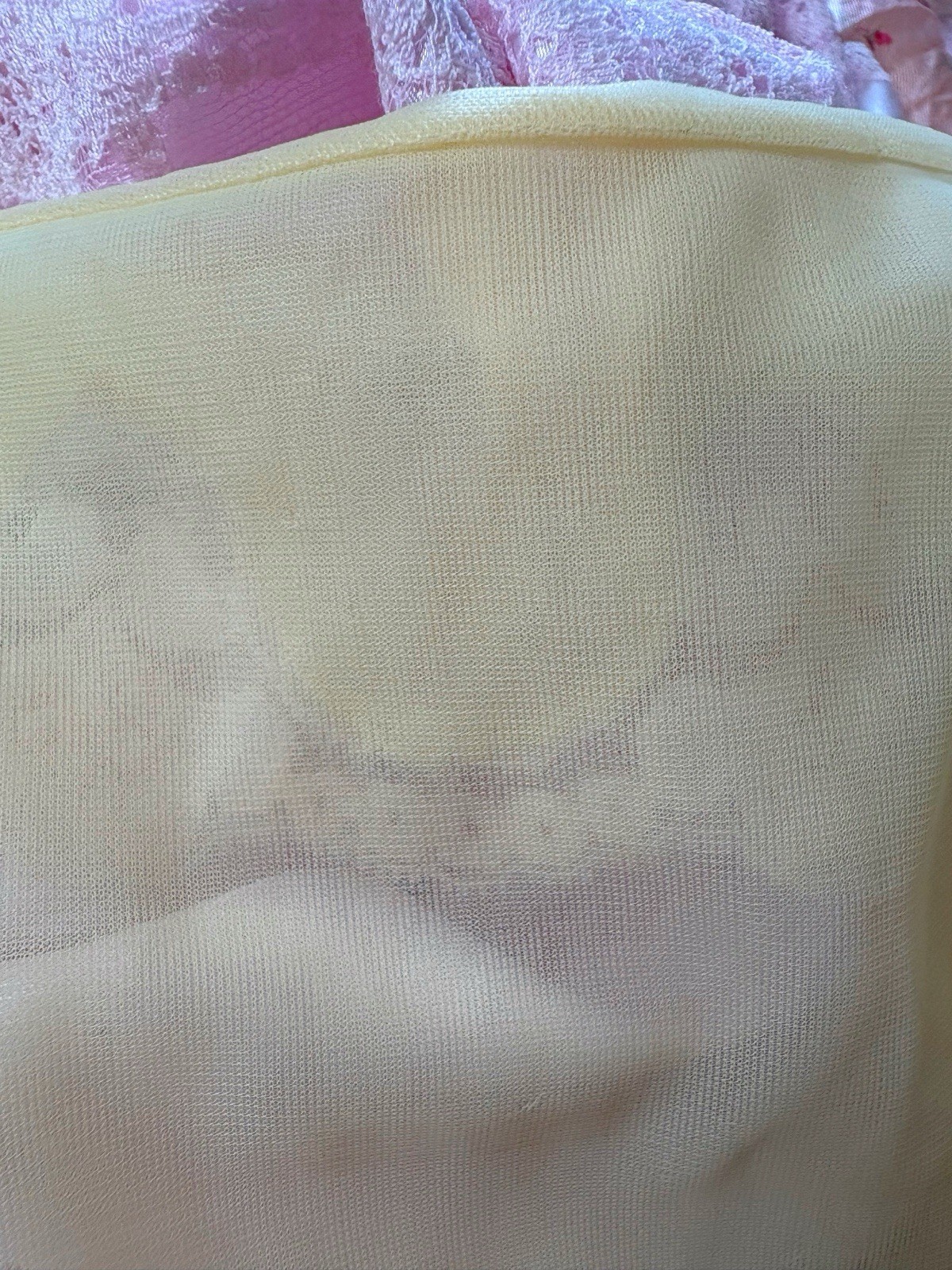 Vintage 50s 60s Sheer Chiffon Cape Lace Collar Lingerie Peignoir yellow Coquette