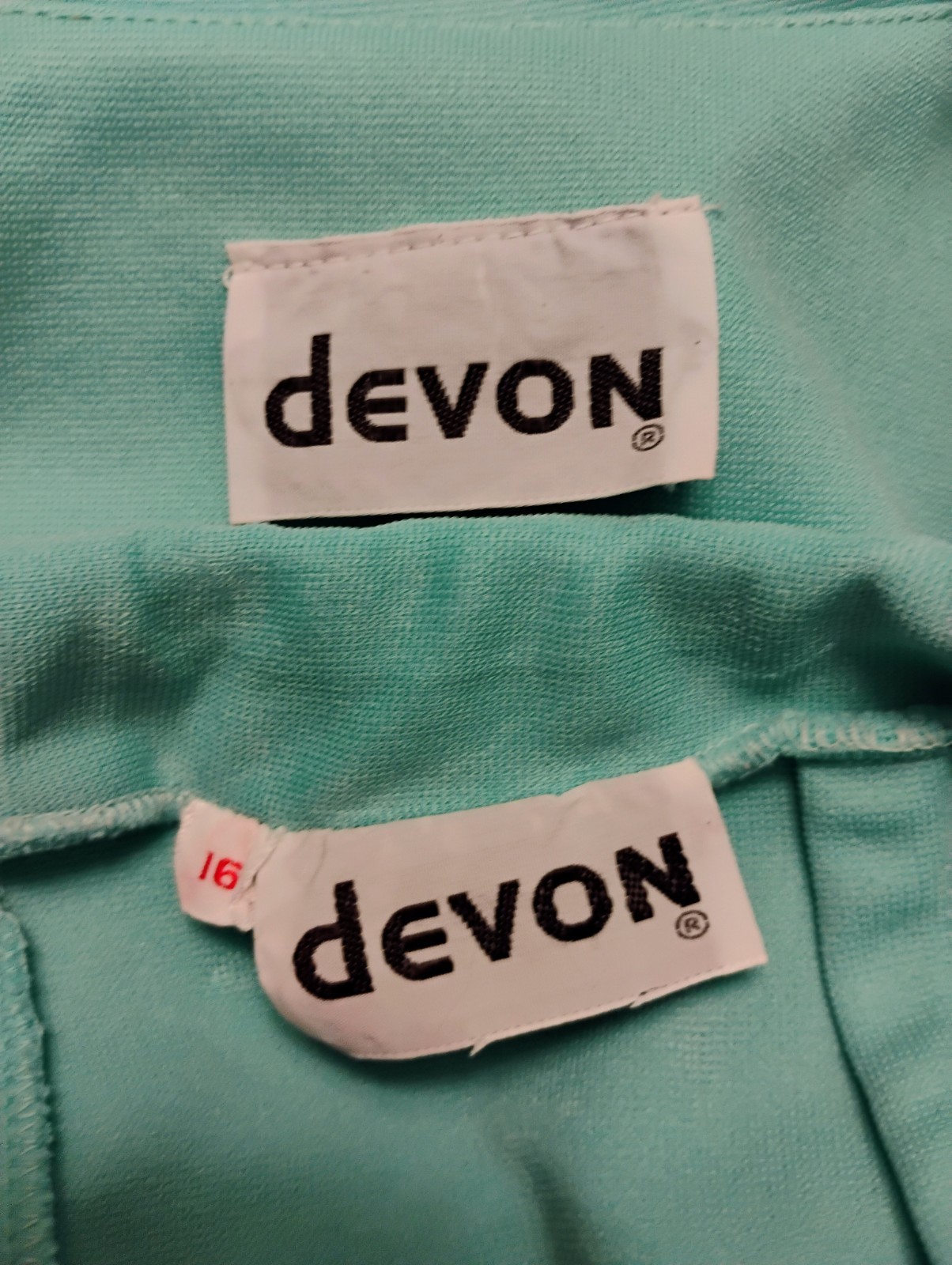 VTG 60’s „Devon” Sea Foam Green Double Knit Poly Mod Bell Bottom Pants Suit