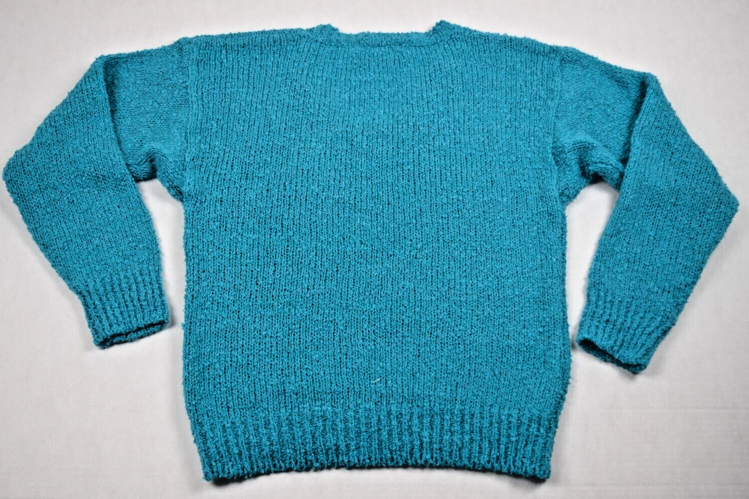 Vintage Diane Von Furstenberg Sweater Size M 90s Turquoise Rustic Knit V Neck