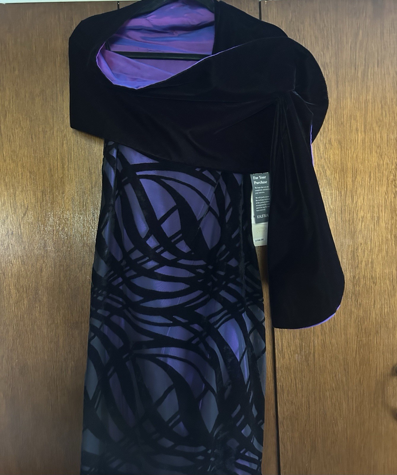 Vintage Arianna by Rachel Kaye Black Purple Velvet Claudie Dress w/Shawl•4•NWT