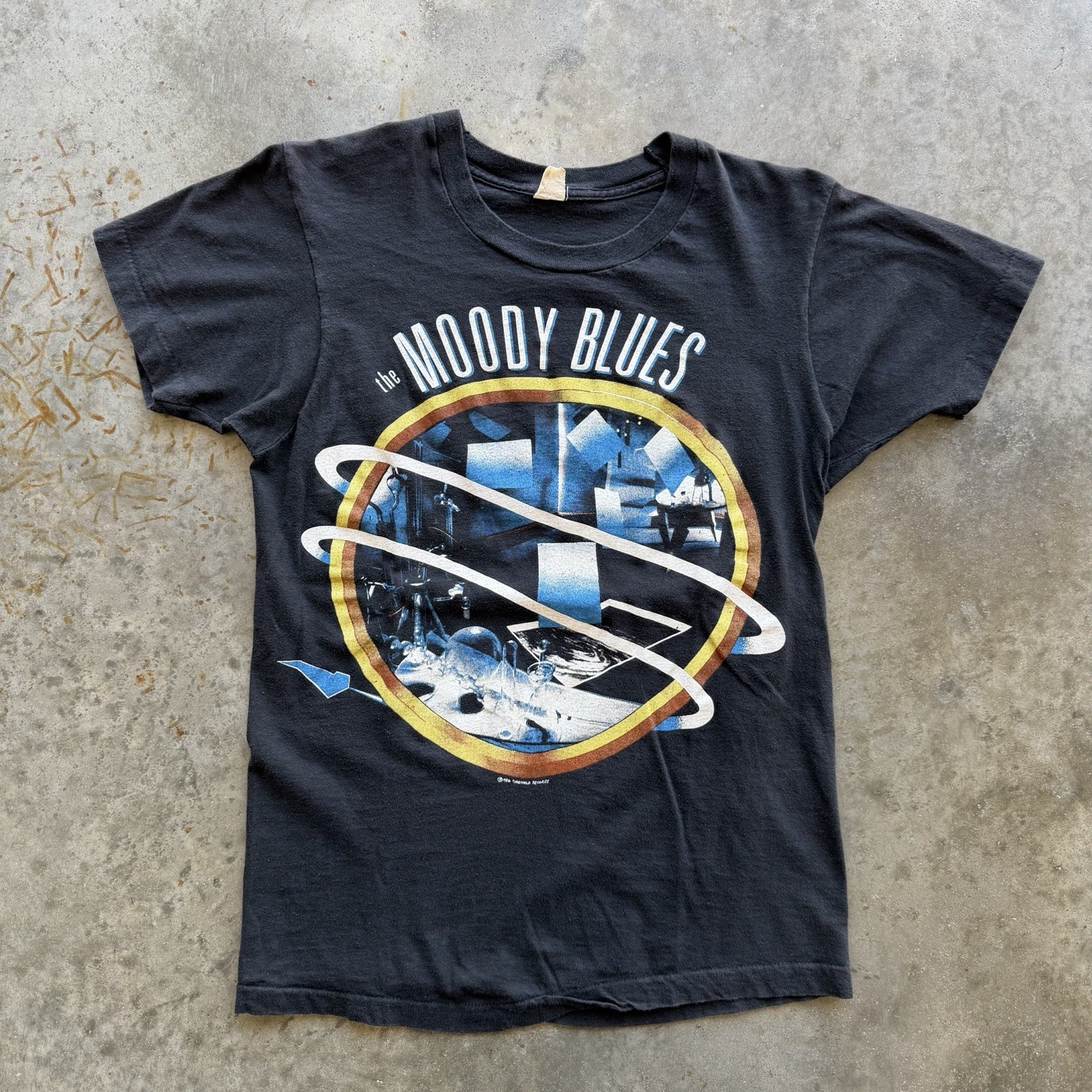 VTG 80s The Moody Blues Black Concert Single Stitch Baby Tee Tagged L (Fits S)