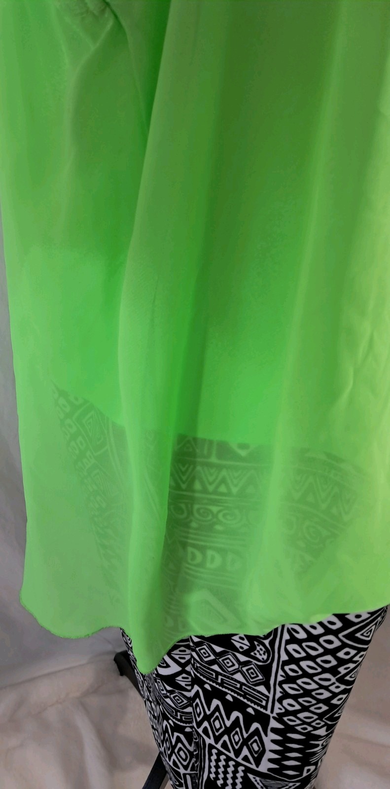 VTG Deb Y2K Neon Green Sheer Tank W/Aztec Skirt 1pc Sz 3X RARE Whimsigoth *READ