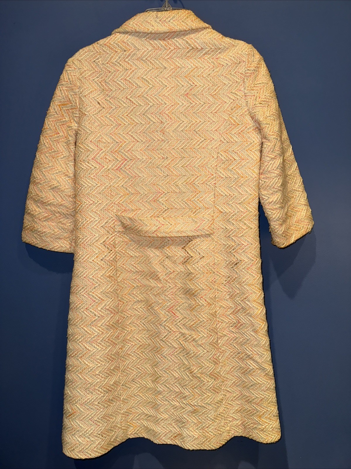 Womens S/m 1950’s Burber Weave 3/4 Coat, Mod Gogo Lined, Tan Peach