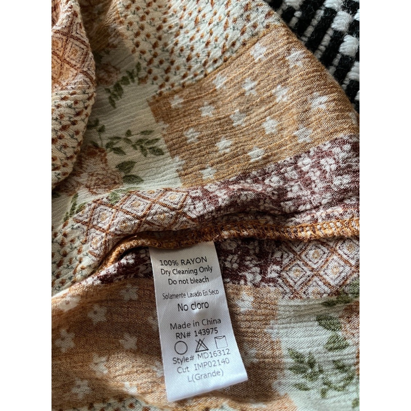 Meritt Violrtte dress Lightweight Flowy, Boho Patchwork, Rust Orange, Size L