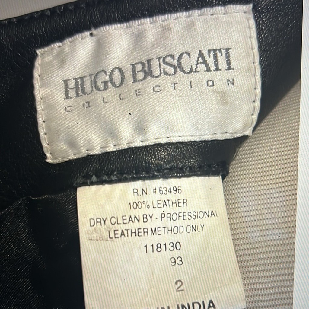 Vintage Hugo Buscati Collection Black Leather Skirt Size 2
