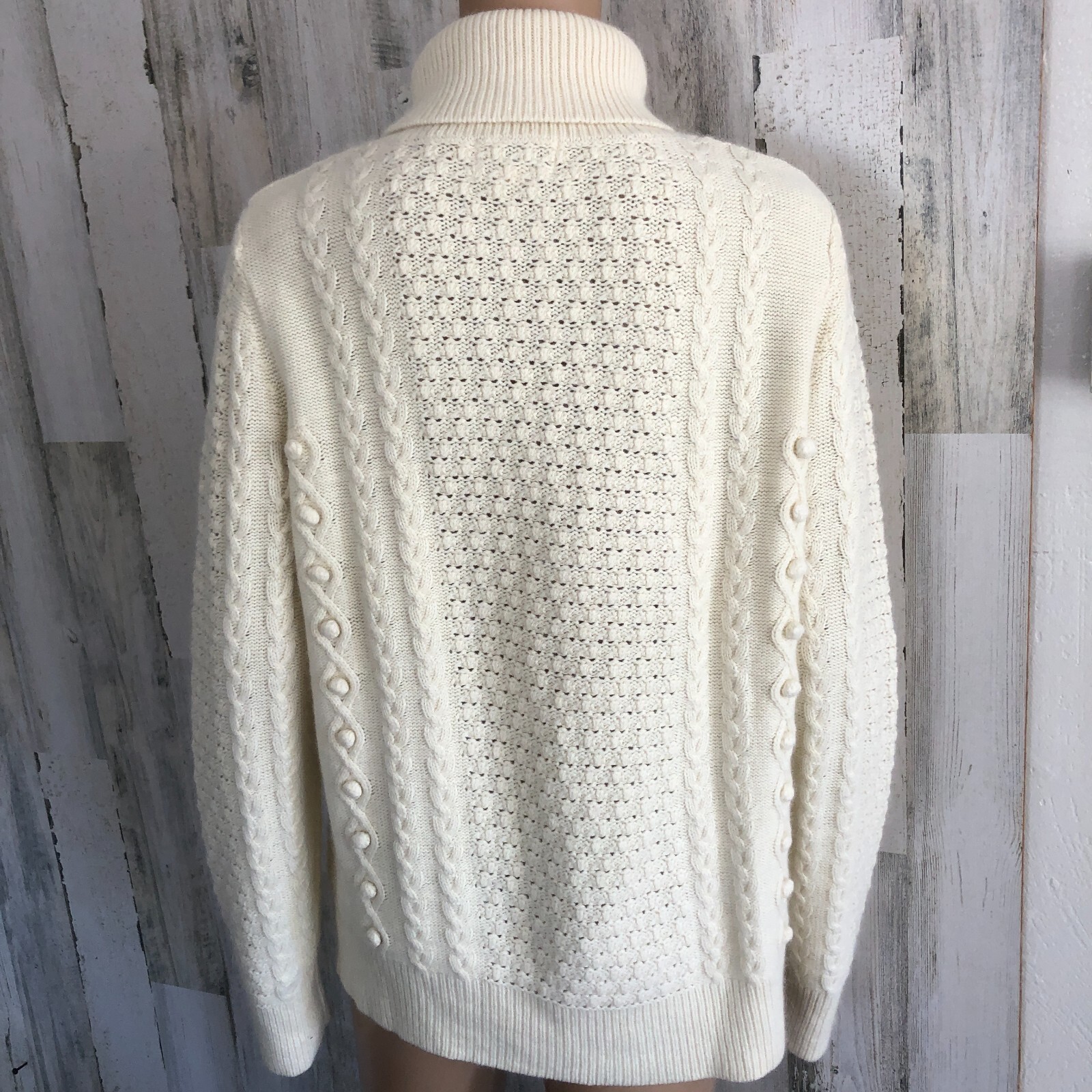 vintage Chadwicks SOFT Angora Blend Cable Turtleneck Sweater L Hong Kong