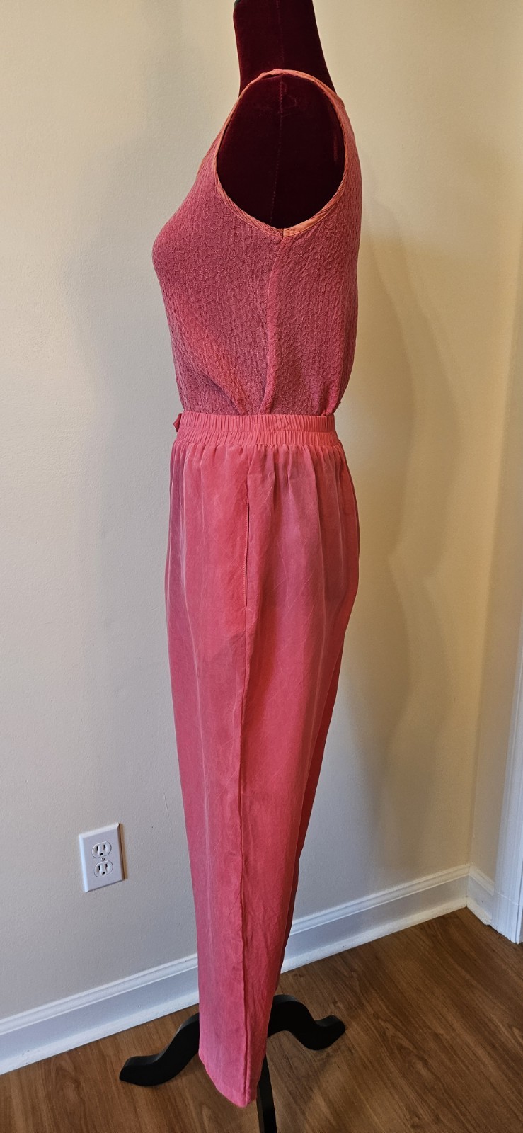 Vintage 80s Petite Small Nancy Bolen City Girl Set Tank Pants Jacket Pink Orange
