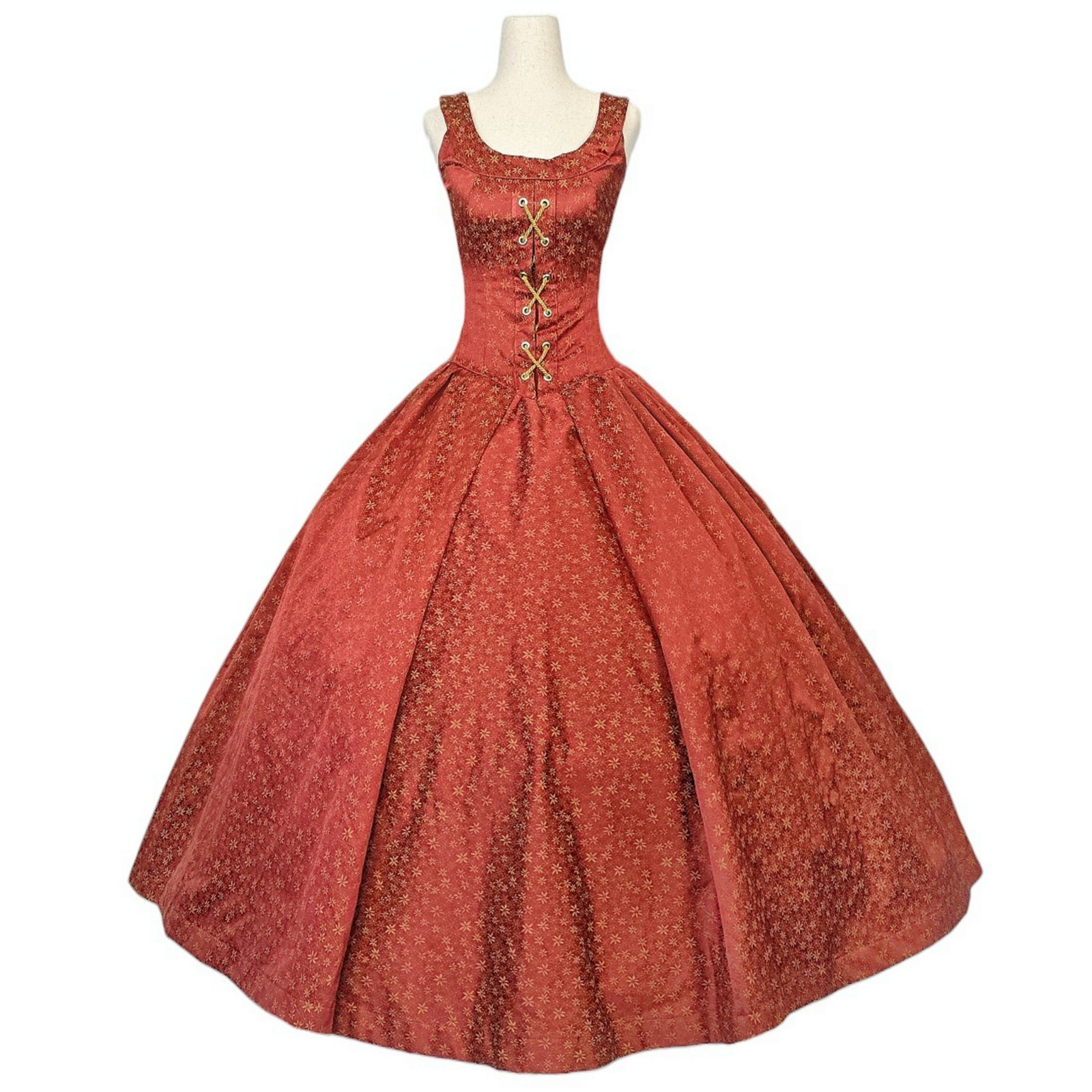 Vintage Renaissance Dress Handmade Y2K Royal Medieval Rust Gold XXS XS Petite