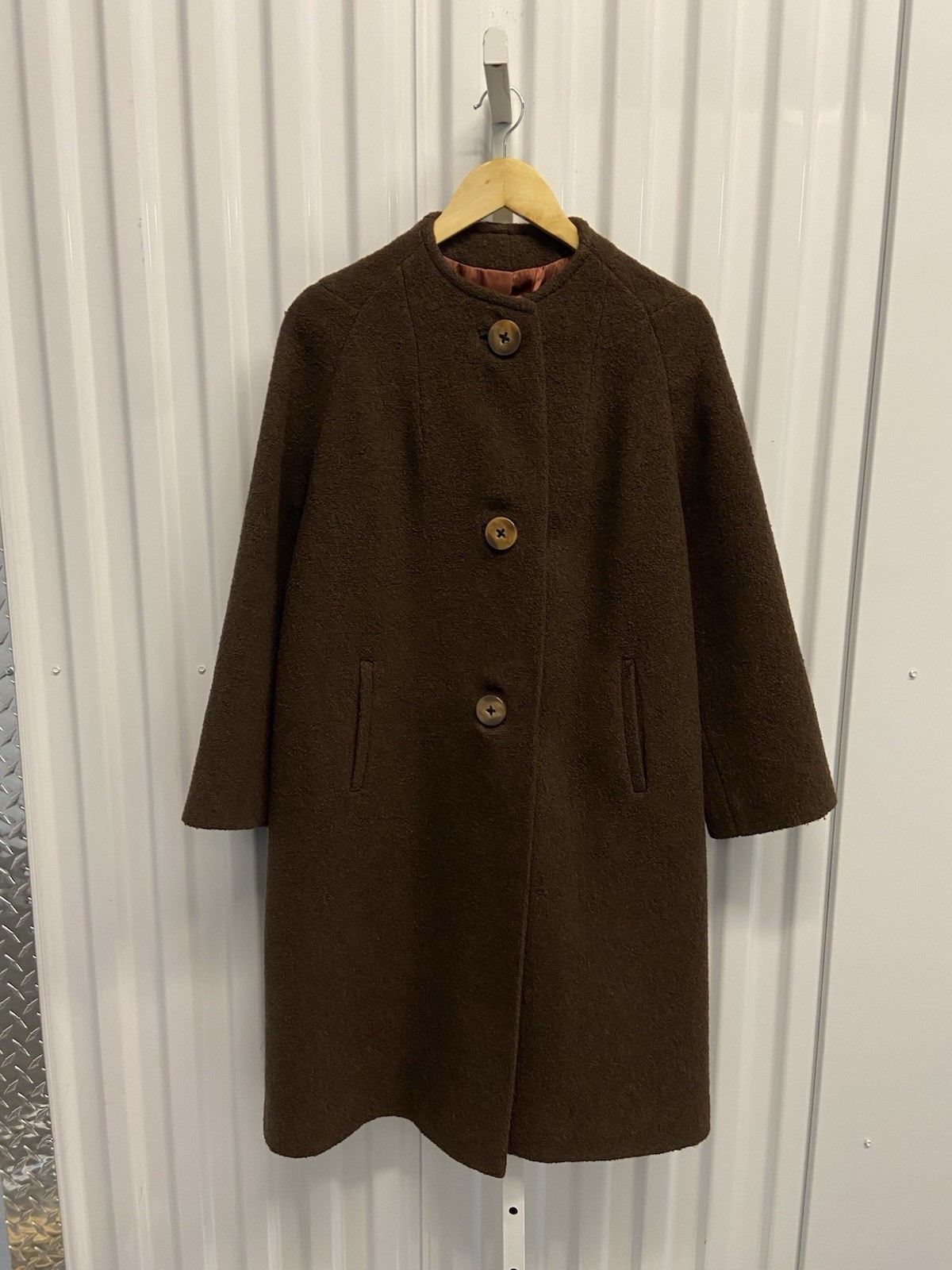 VTG 50s Topaz Steven’s Hockanum Chocolate Brown Wool Bouclé Coat Women’s Sz M