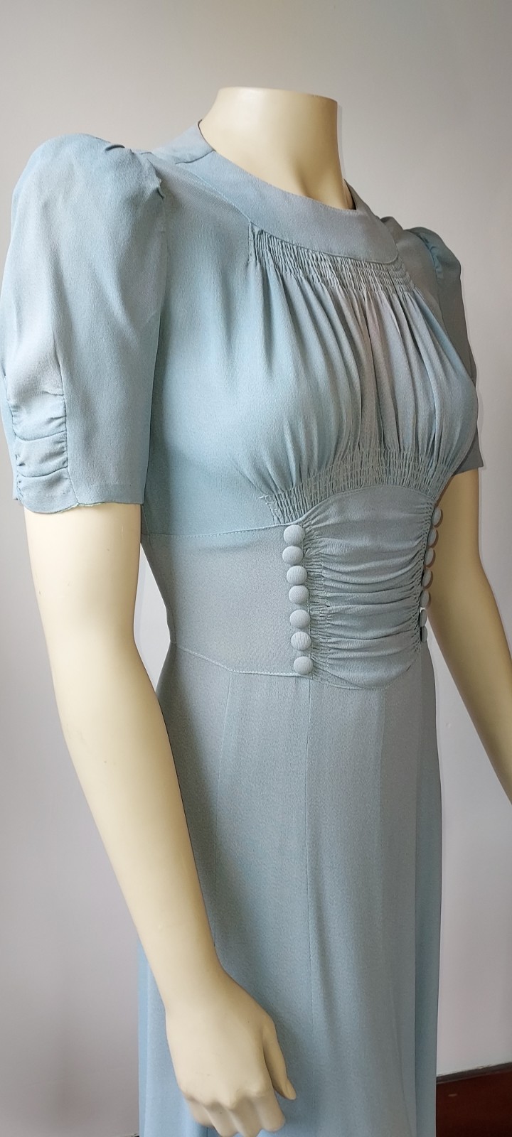 VTG Early 40s Classic True Vintage Dove Gray 2 pc Rayon Dress and Bolero Set. Sm