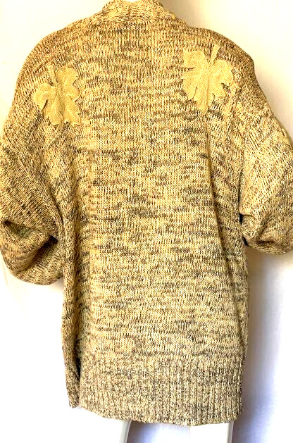 VTG 80s Bonnie Boerer Tan Sweater Emblements Oversize SZ 3X