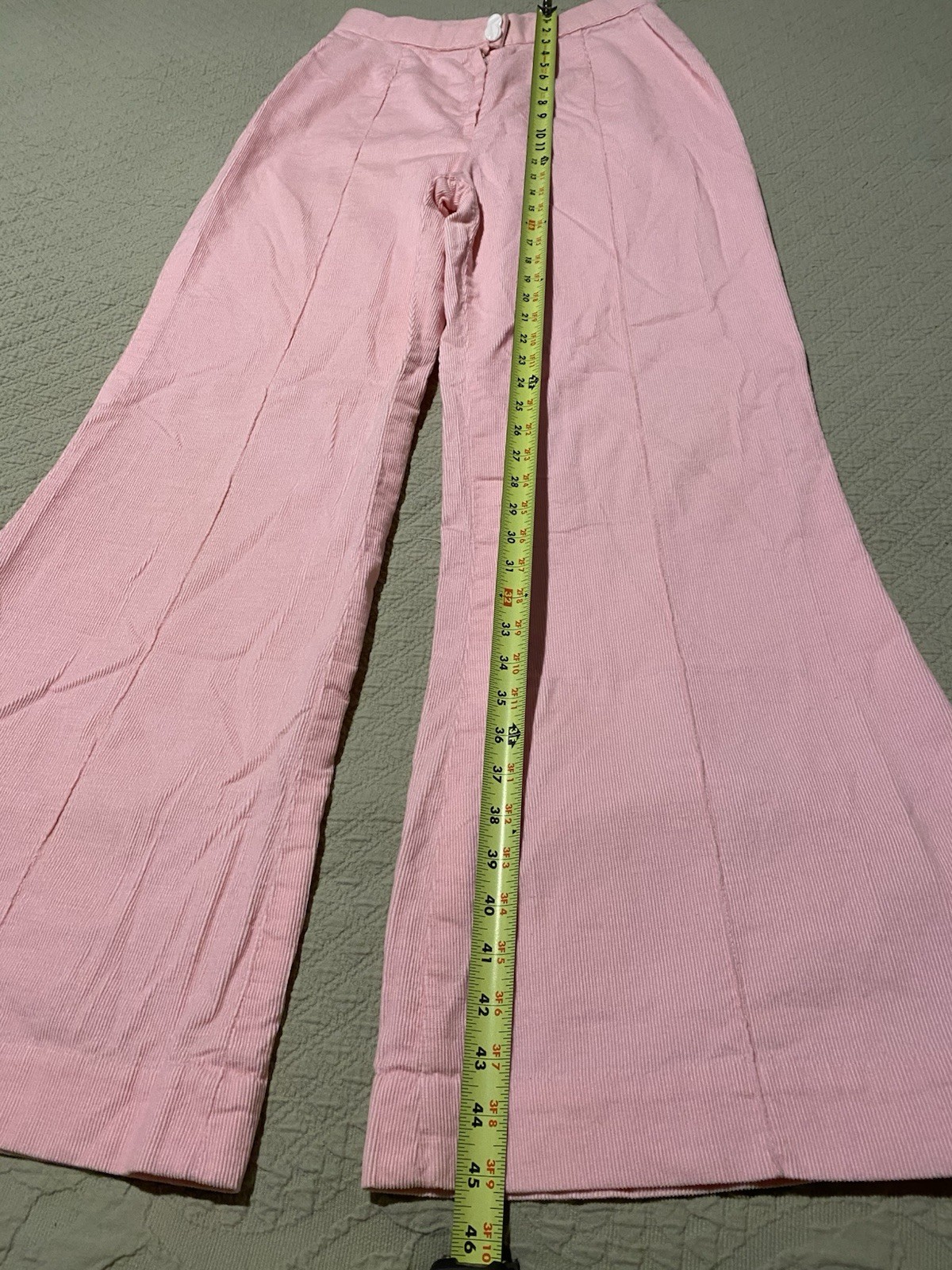 VTG Handmade Light Corduroy Pink Pleated High Waisted Wide Leg Pants- Slacks Lrg