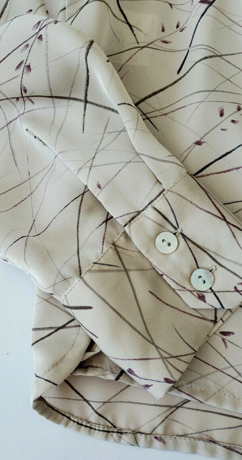 Vintage Women’s JONES WEAR 1980’s Abstract Brown Button Down Career Blouse SZ 10