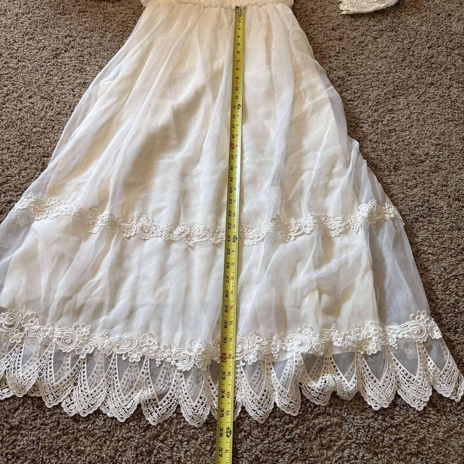 Alfred Angelo Vintage 1970’s Victorian Revival Prairie Chic Lace Wedding Dress S