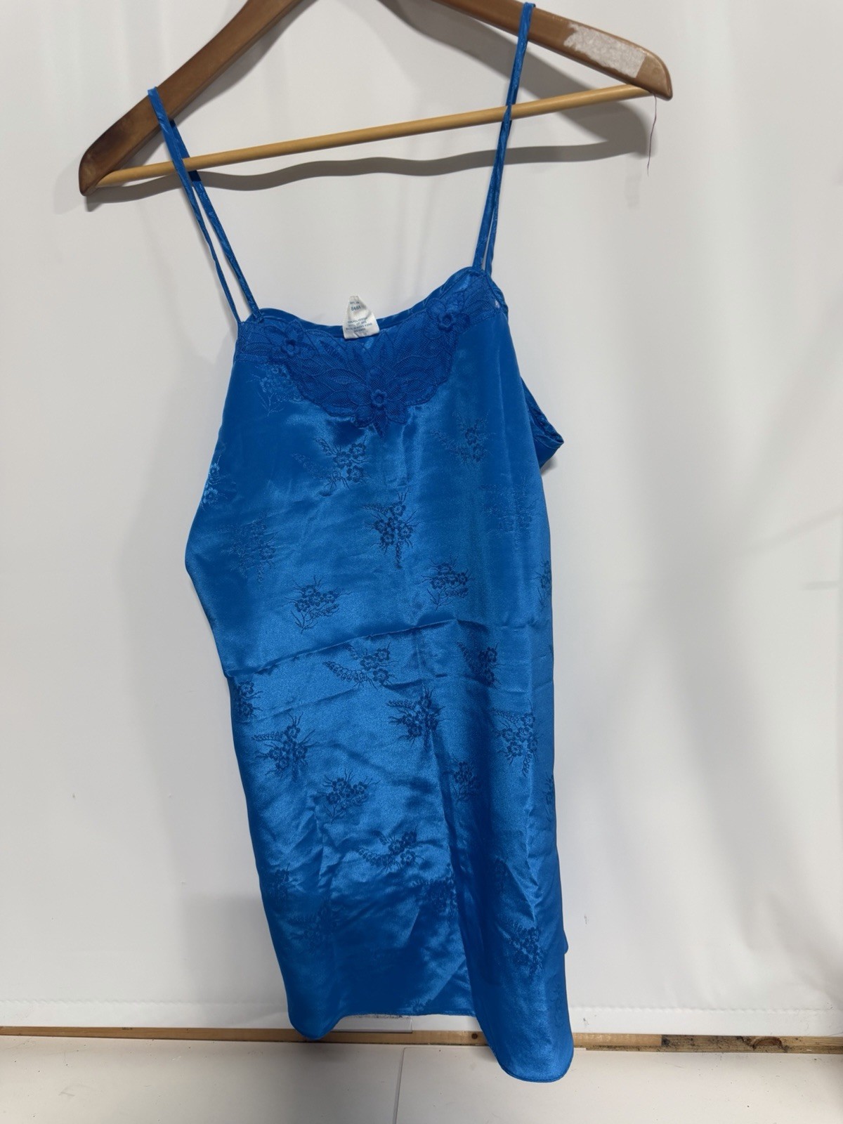Vintage Sears Blue Lingerie M 12/14 Nylon Lace Flower Trim Romantic Fast Shippin