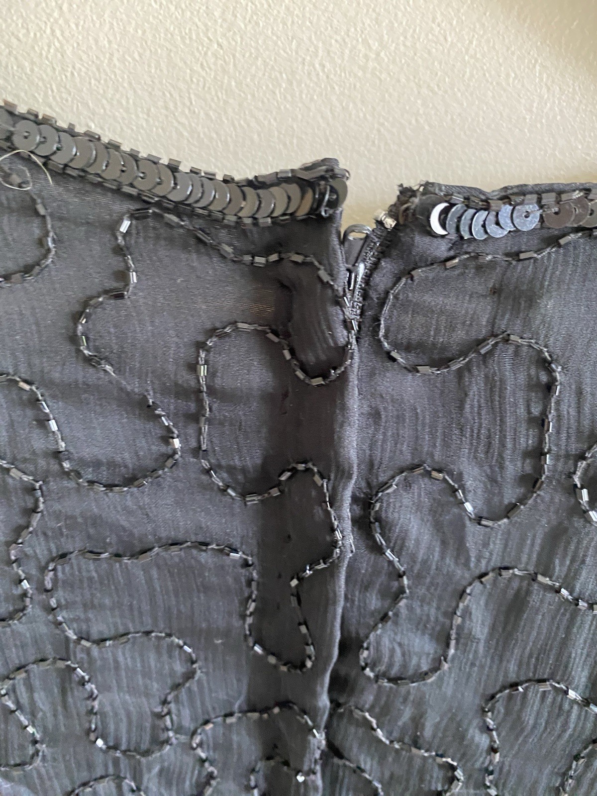 Vintage Patra Stenay Silk Sequin Blouse 2X Black Formal Sequin Mob Glam Top Goth