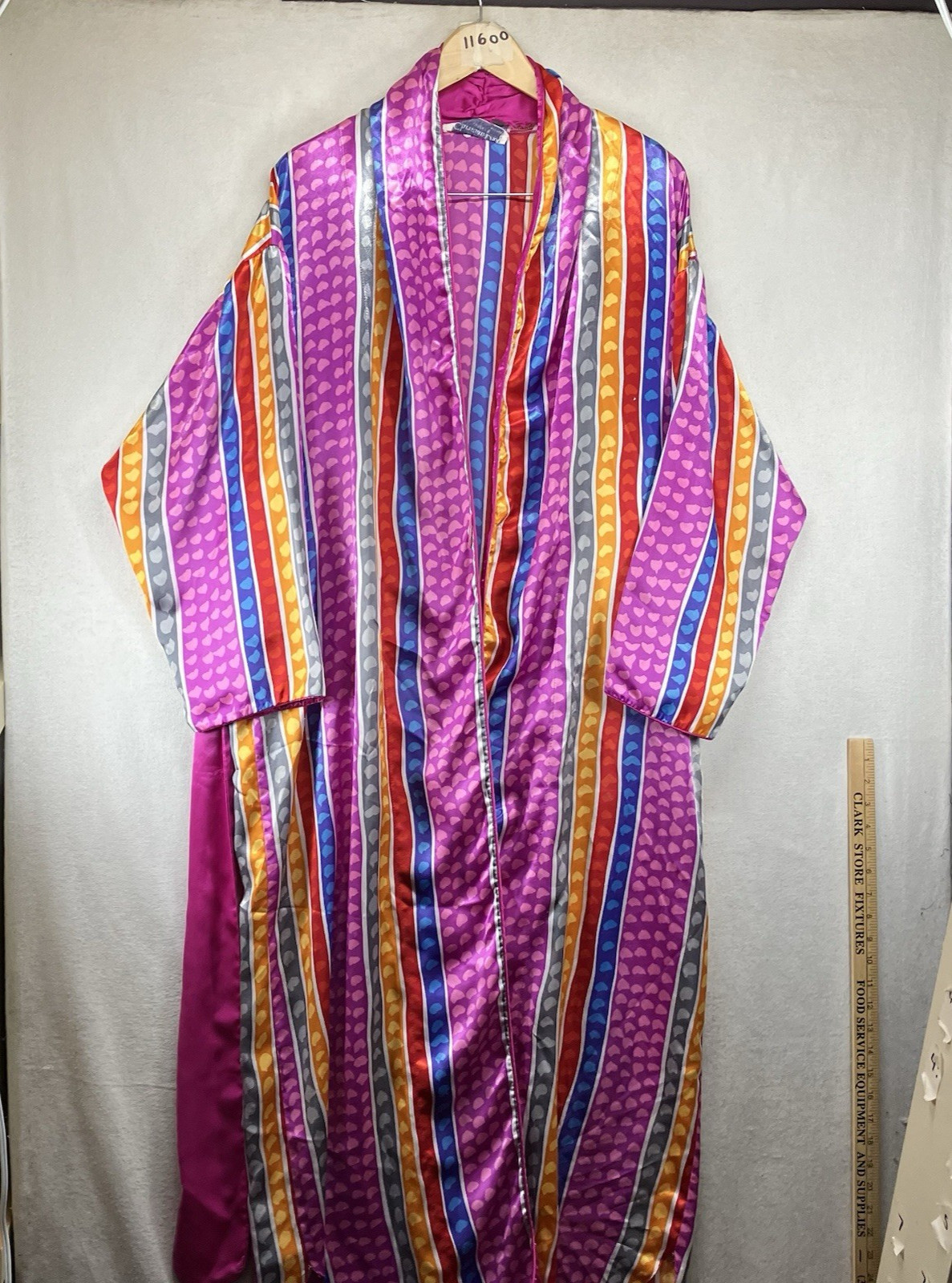 Vintage Christian Dior Lingerie Liquid Satin Soft Colorful AOP Nightgown Pockets