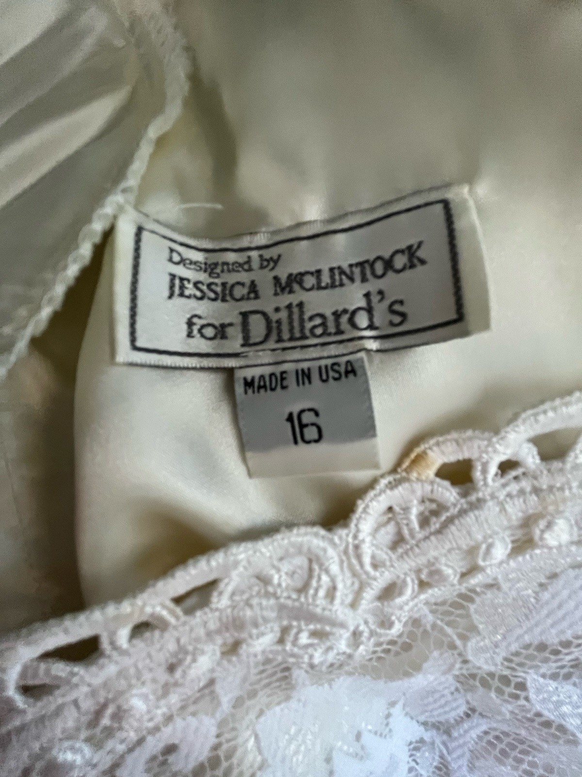 Vintage Jessica McClintock Dress Size 16 Bridal Evening Gown USA MADE FAST SHIP