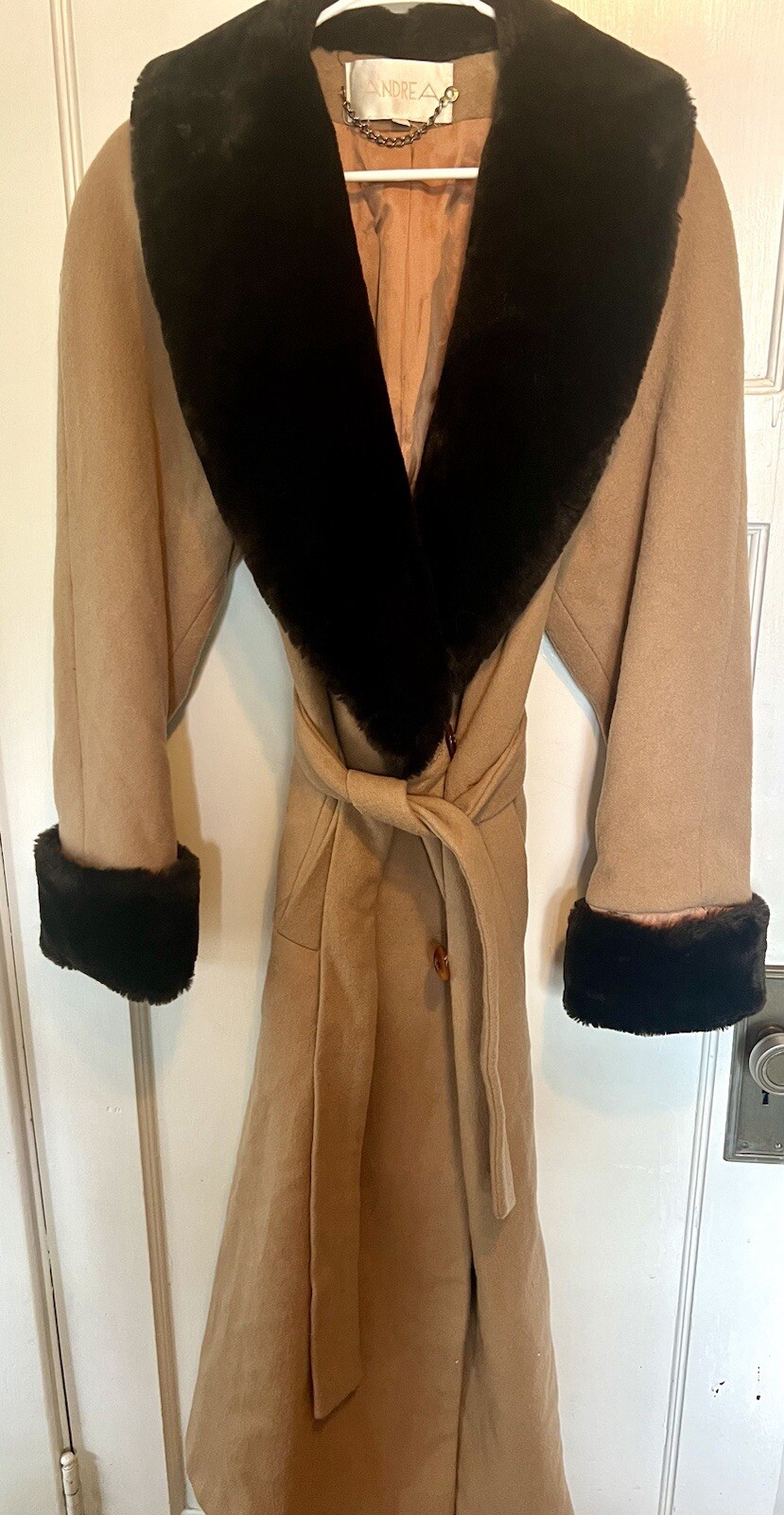 Vintage Size 4 Andrea Women’s Wool And Fur Trim Coat