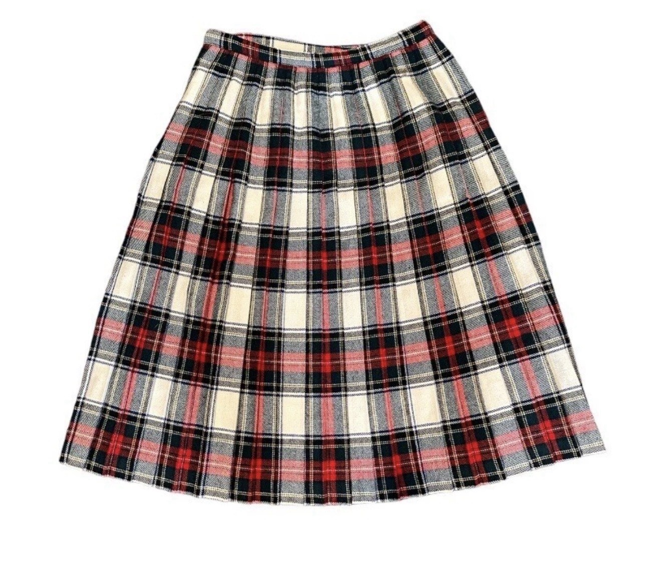 Vtg 60s 70s Pure Wool Wrap Kilt Skirt Grunge Tartan Plaid Fringed Mosbrook 26”