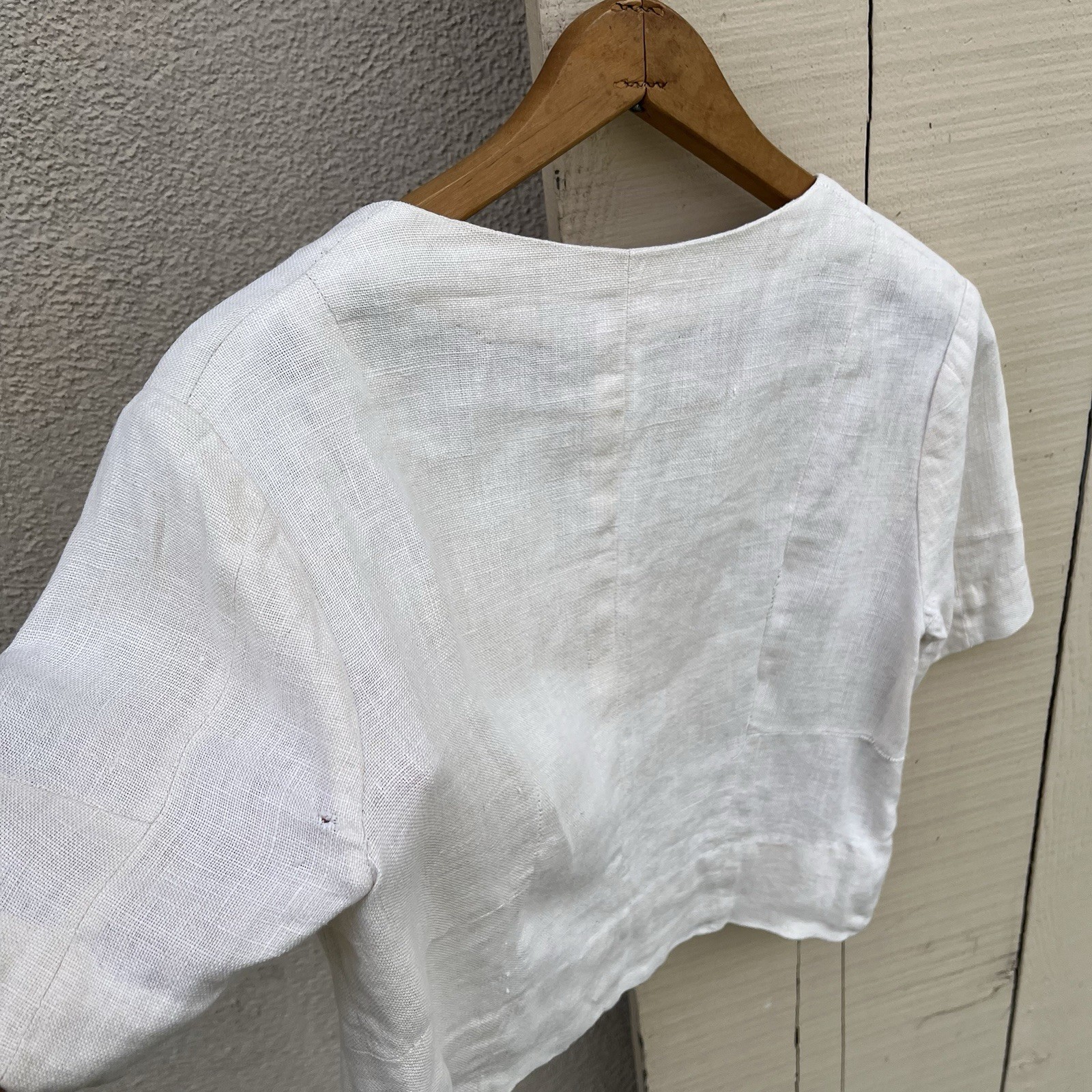 Antique 1910s – 1930s Linen Blouse | Double Breasted | Mother-of-Pearl Buttons