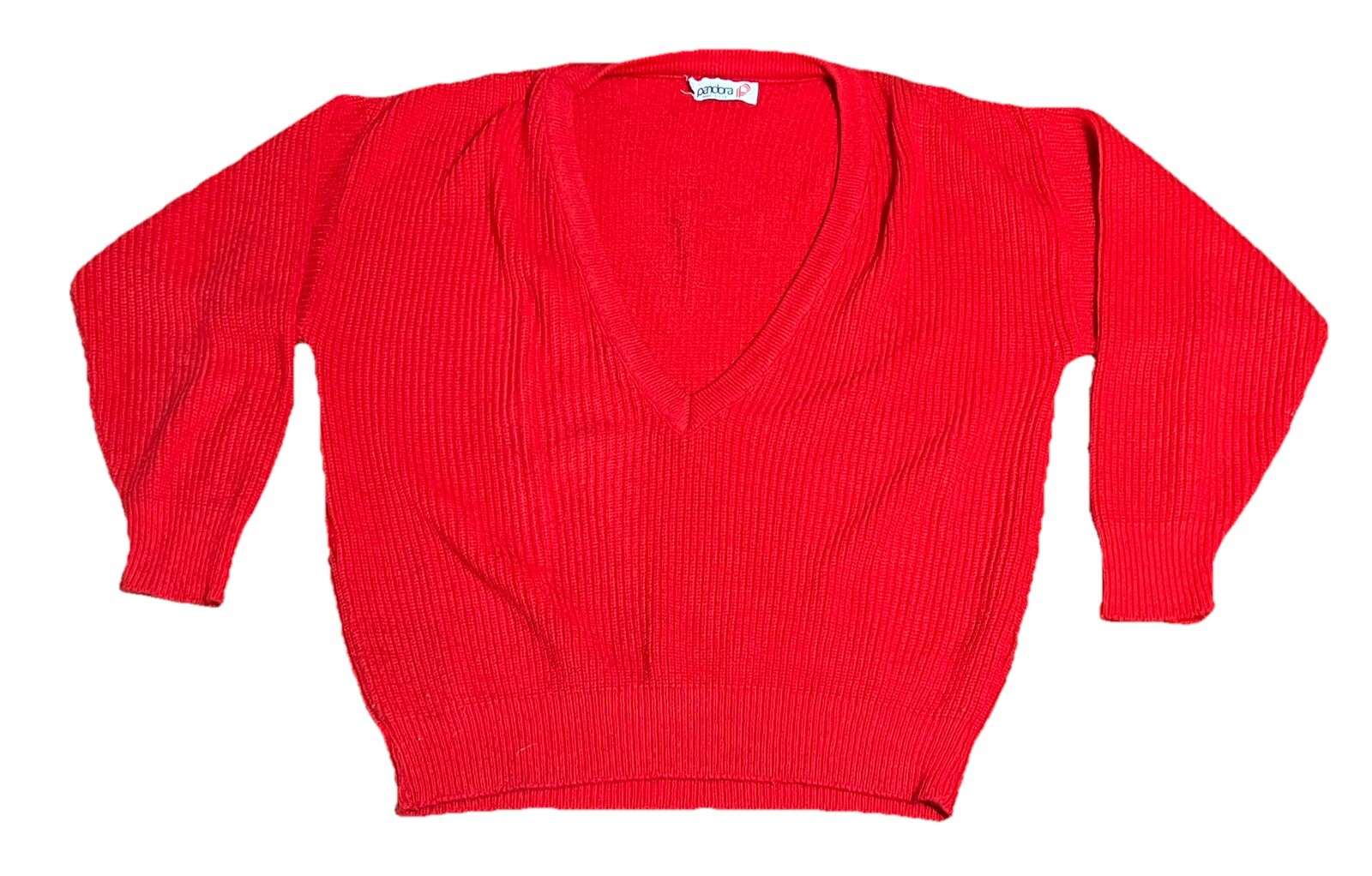 Vintage Pandora Red V-Neck Sweater Women’s Medium 80s 90s Made In USA