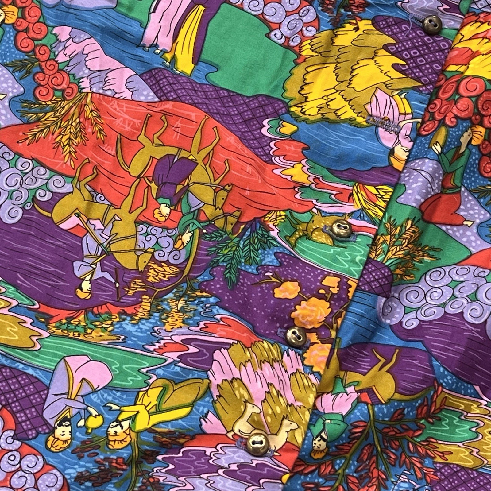 Vintage 60s/70s Serbin by Muriel Ryan Maxi Dress XS-S High Neck Vibrant Pastoral
